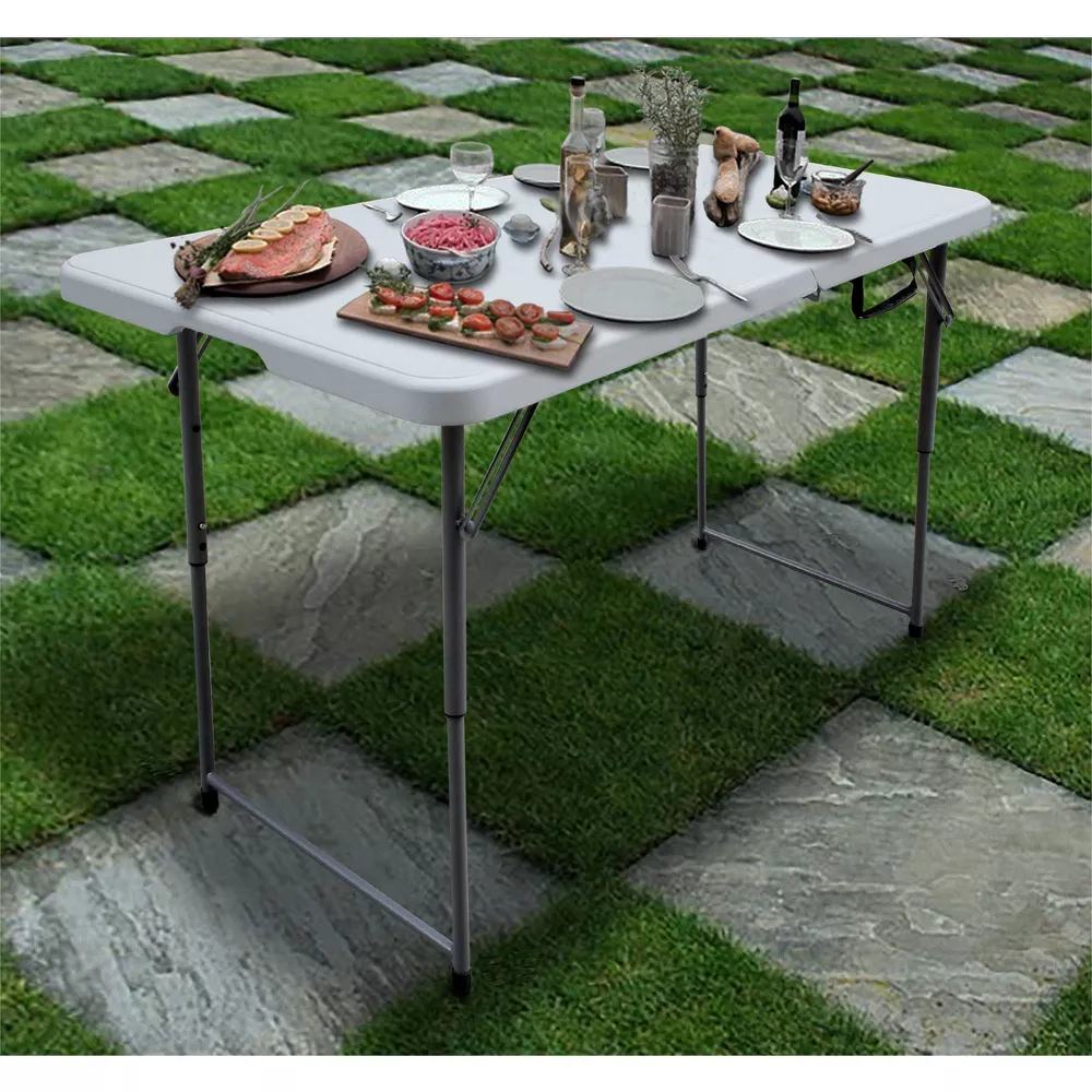 Adjustable Height Folding Table Off-White - Image 5