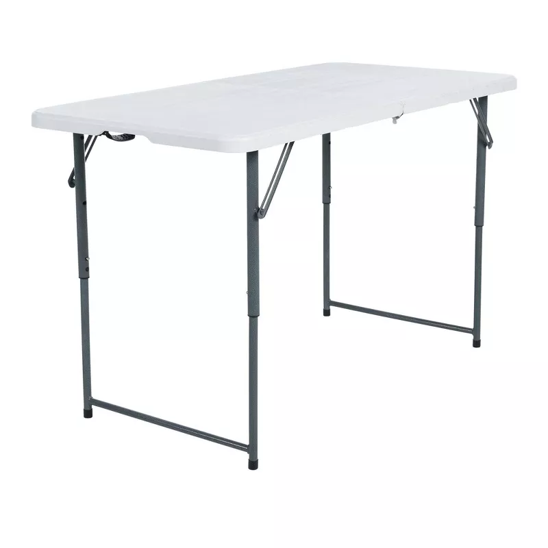 Adjustable Height Folding Table Off White