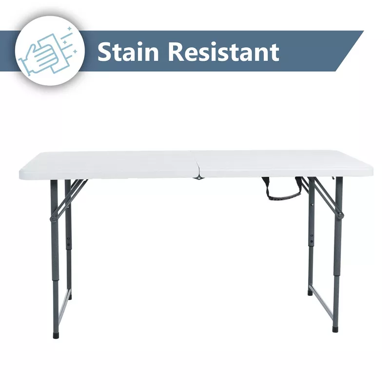 Adjustable Height Folding Table Off White - Image 2