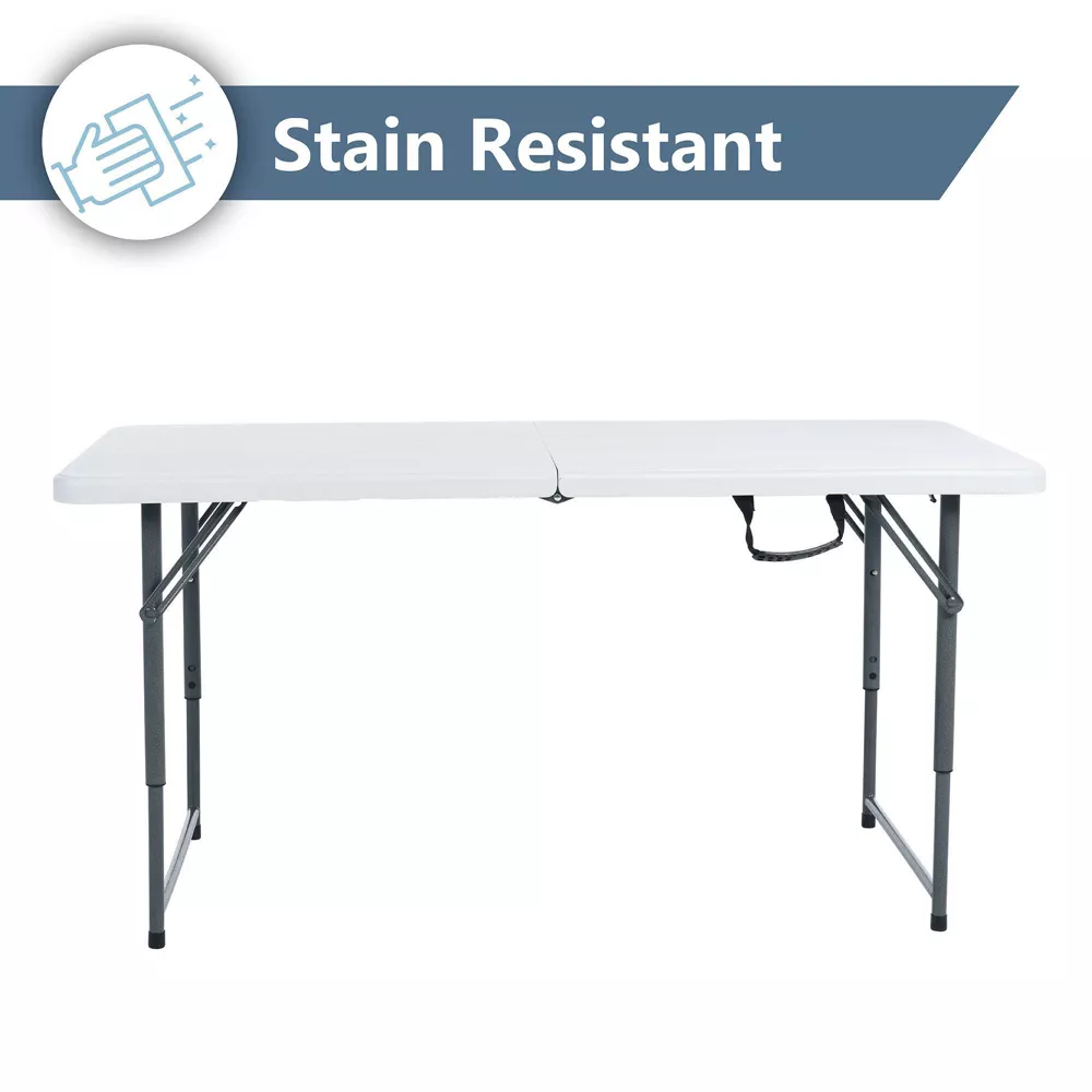 Adjustable Height Folding Table Off White - Image 5