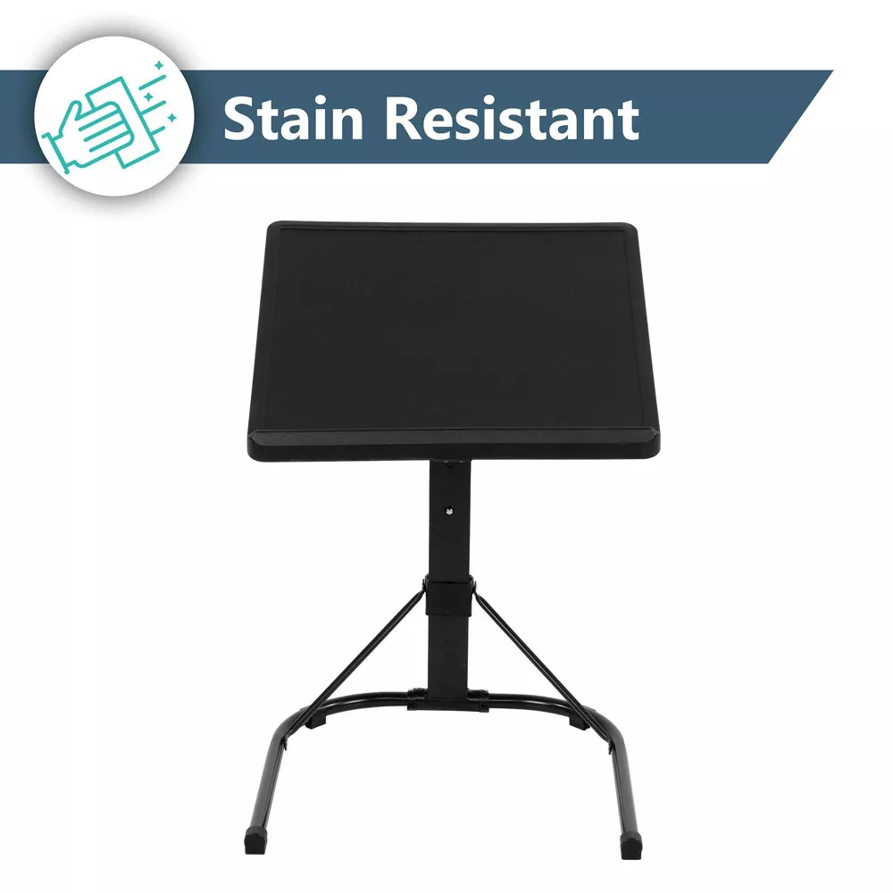 Adjustable Height Folding Tray Table Black, - Image 2