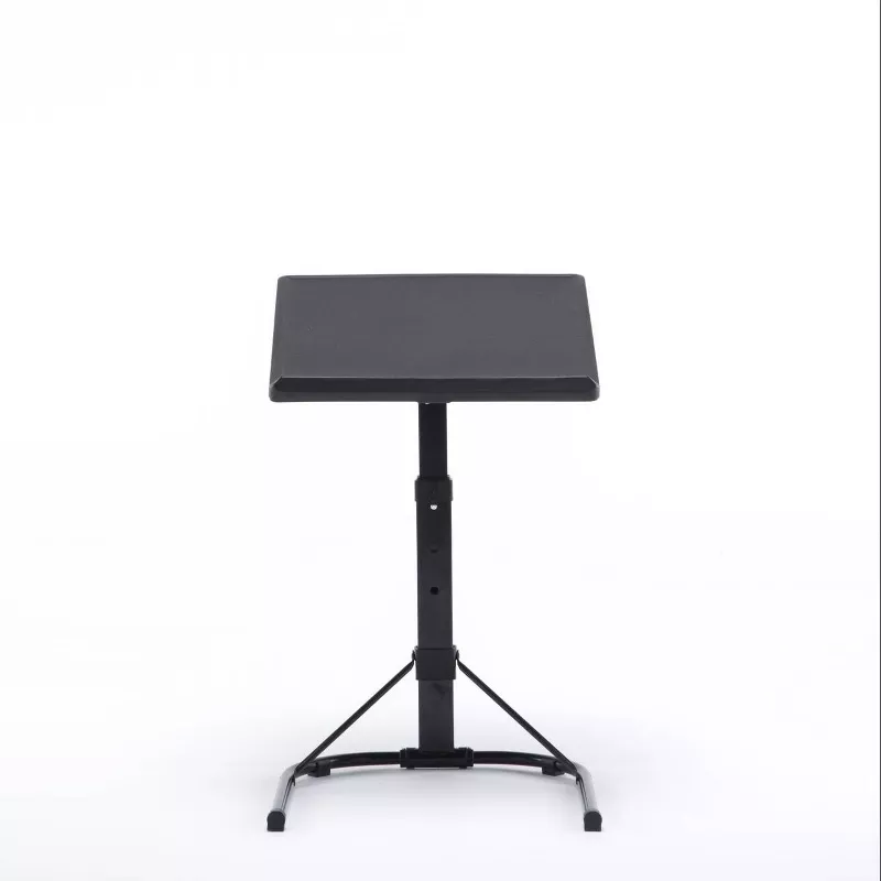 Adjustable Height Folding Tray Table Black