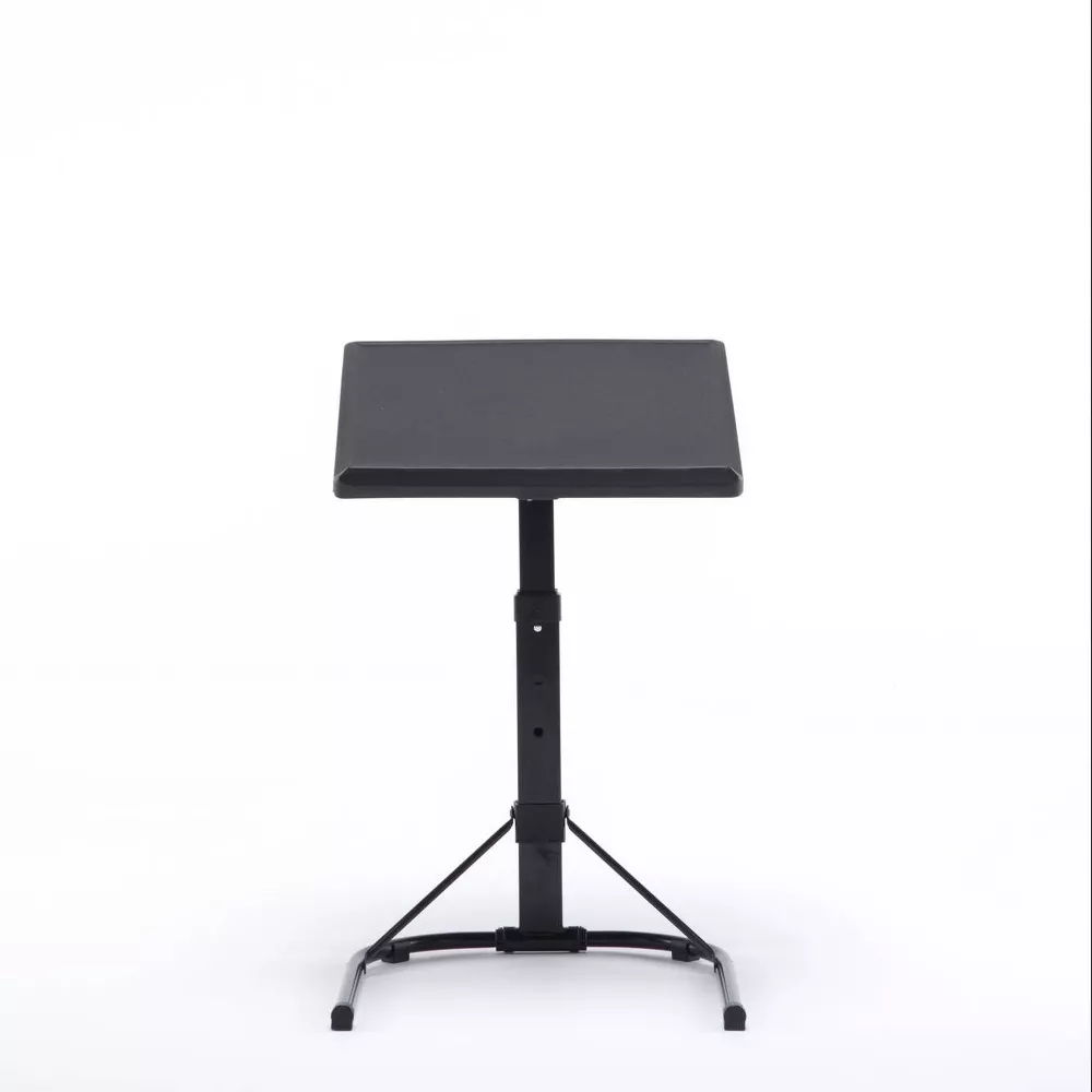 Adjustable Height Folding Tray Table Black