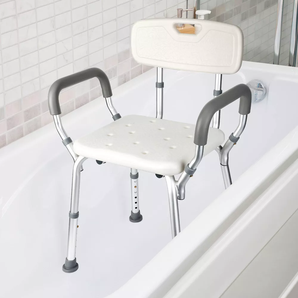 Adjustable Shower Chair with Padded Armrests & Back - Image 3