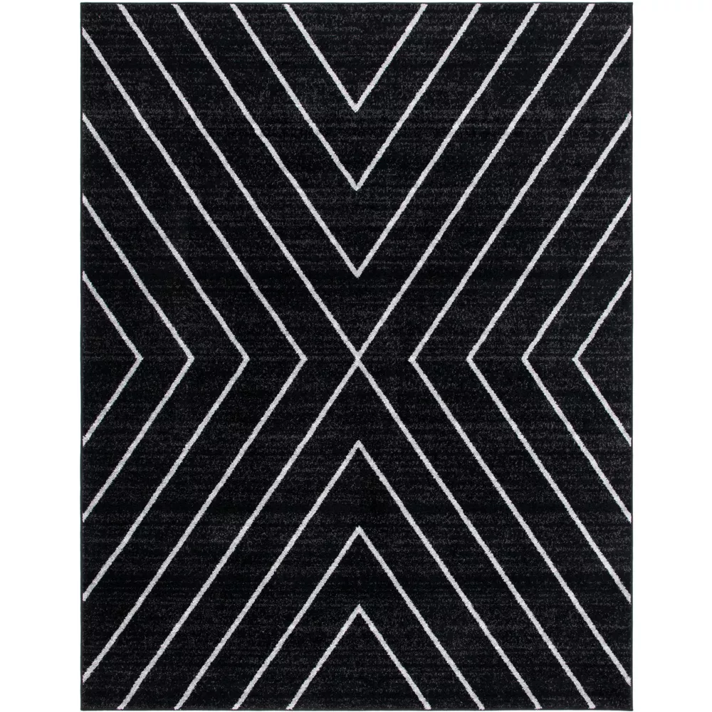 Non-Shedding Power Loomed Indoor Area Rug - Black/Light Grey - 8'x10'