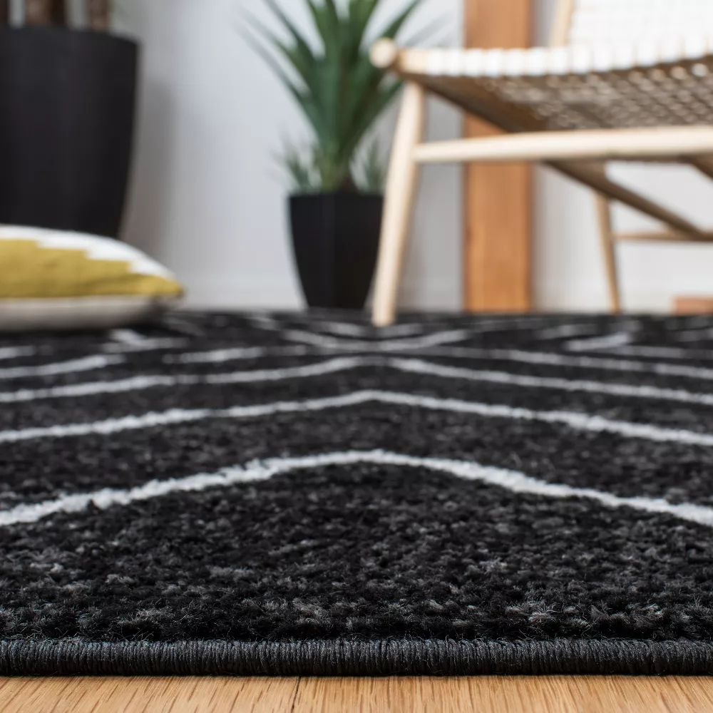 Non-Shedding Power Loomed Indoor Area Rug - Black/Light Grey - 8'x10' - Image 4