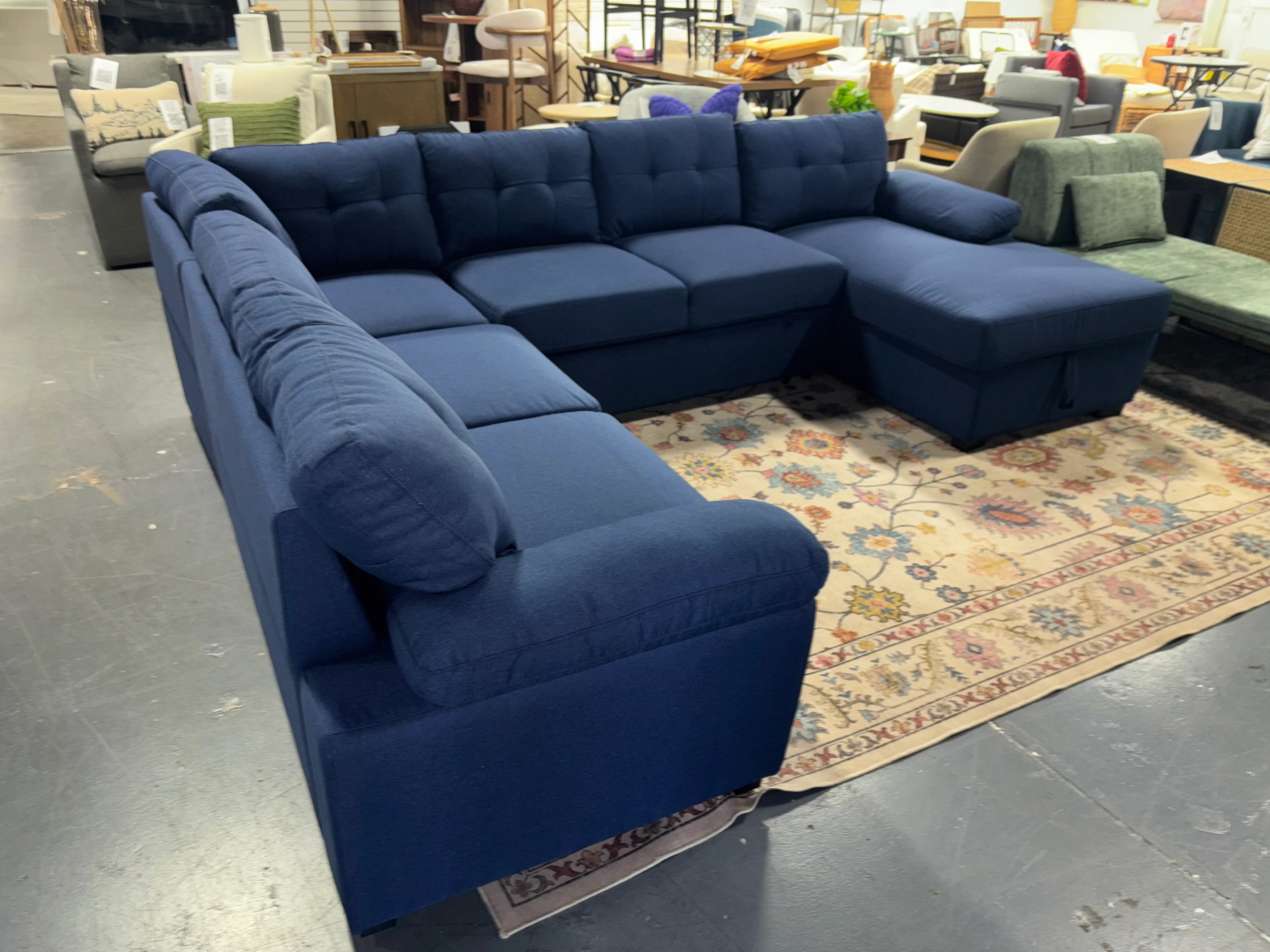 Aine 118" Wide Fabric Sectional Sleeper Sofa w/ Storage Chaise SHOWROOM ITEM - Image 3