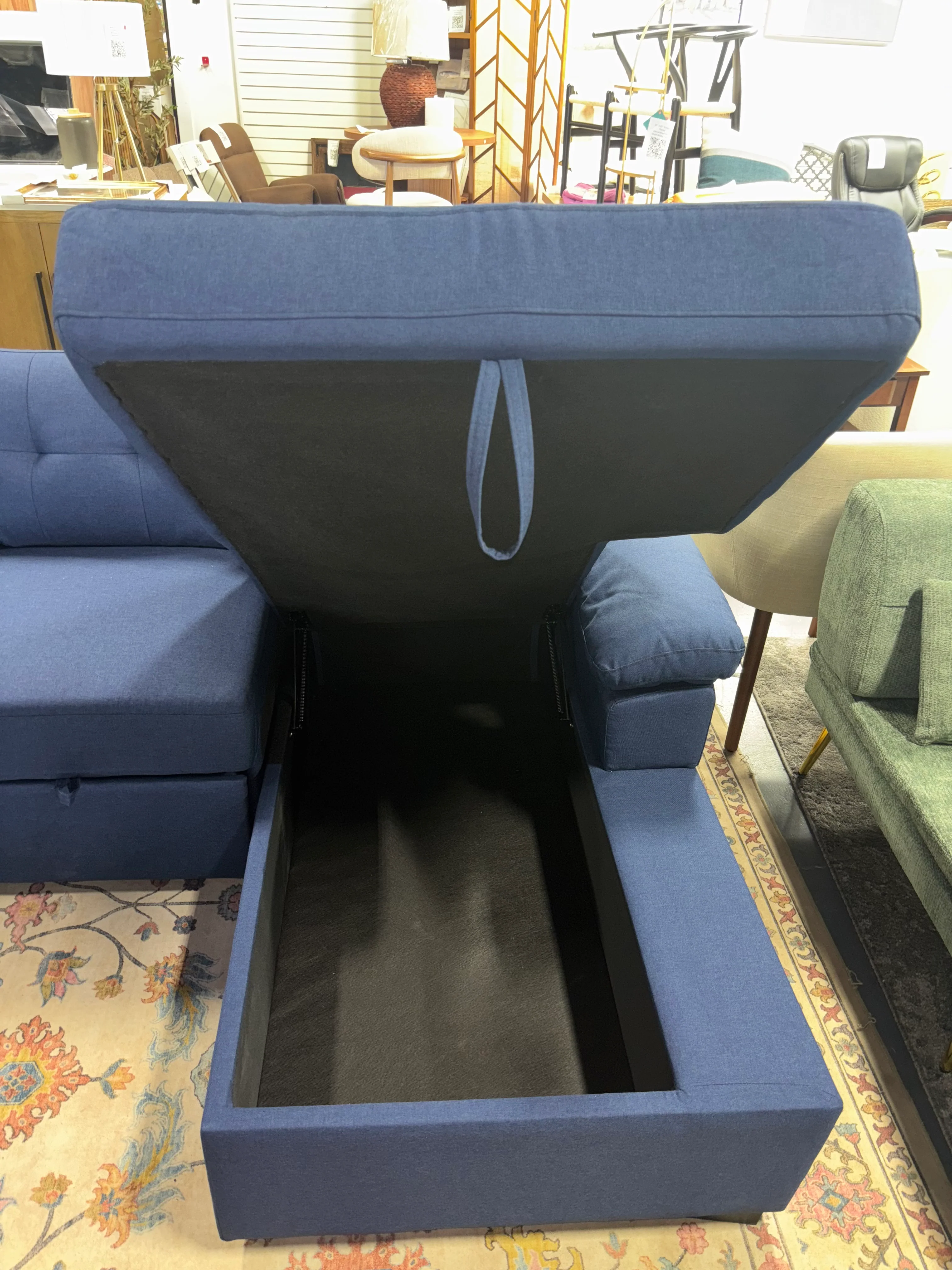Aine 118" Wide Fabric Sectional Sleeper Sofa w/ Storage Chaise SHOWROOM ITEM - Image 9