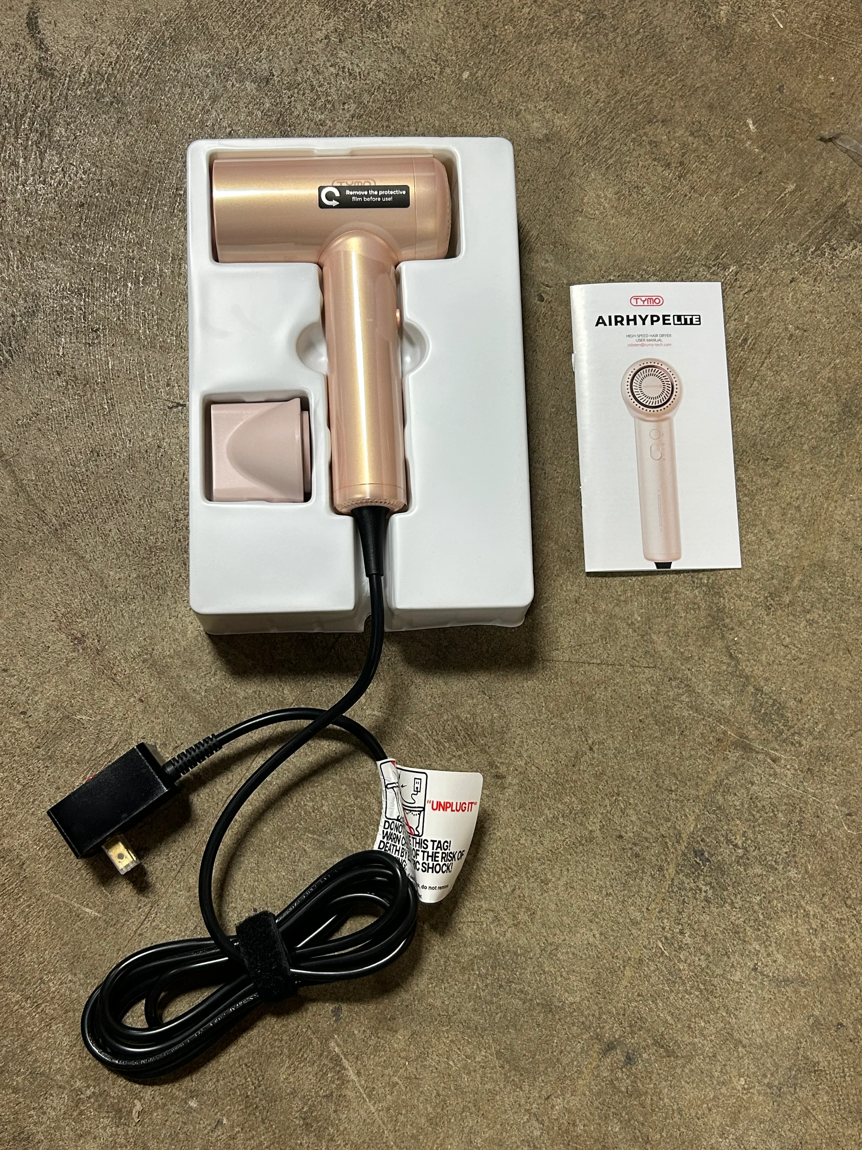 Airhype Lite High Speed Hair Dryer + Nozzle - Champagne Pink - Image 6