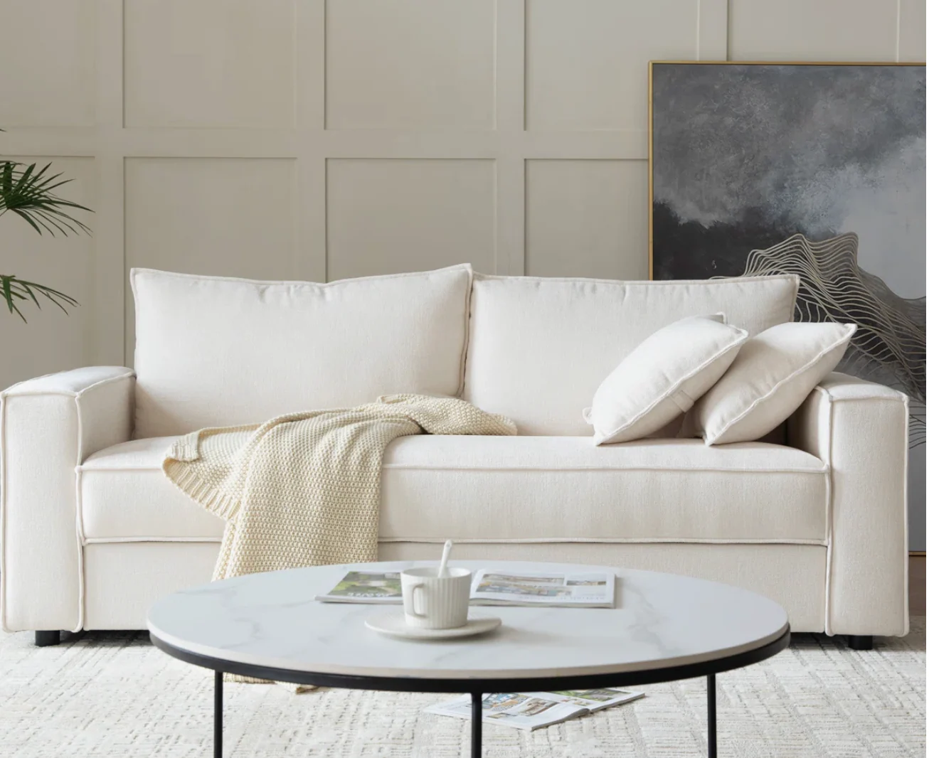 Alcantara 3-Seater 79.5'' Modern Upholstered Sofa SHOWROOM ITEM