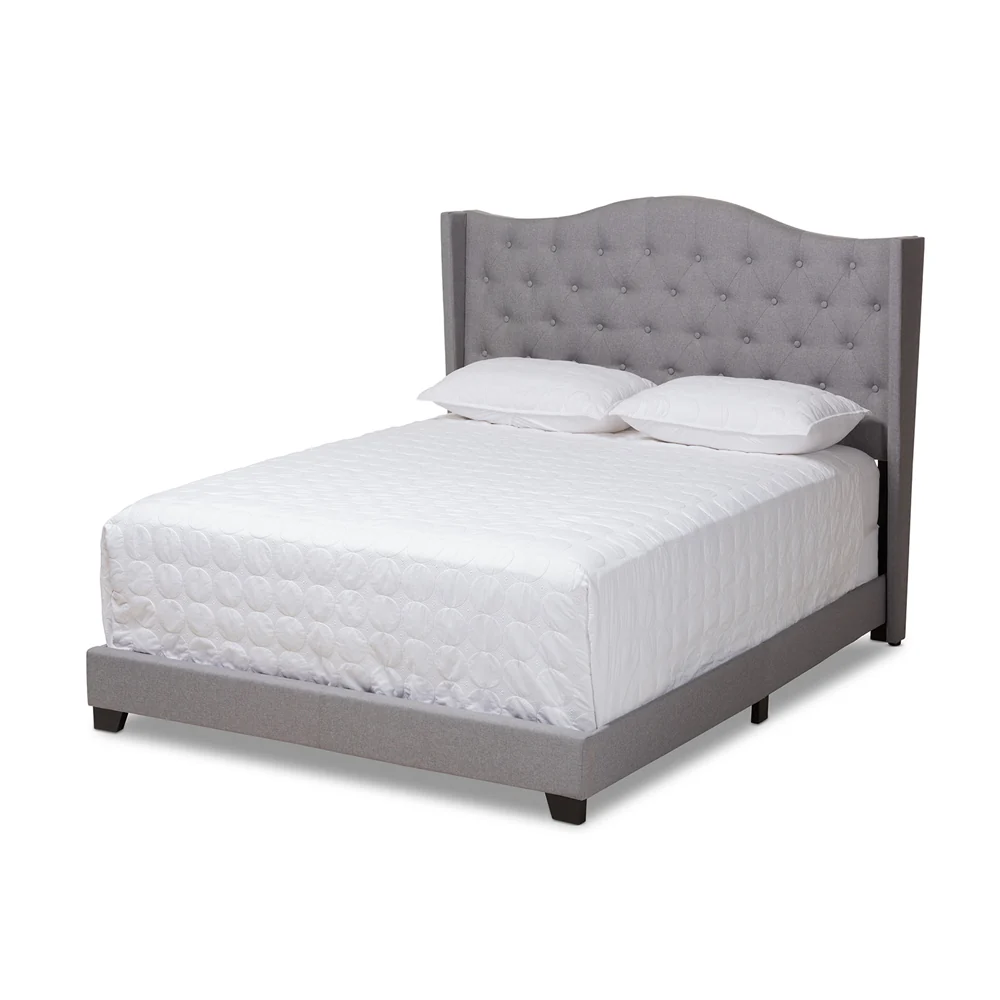 KING Alesha Modern and Contemporary Grey Fabric Upholstered Bed - Image 3