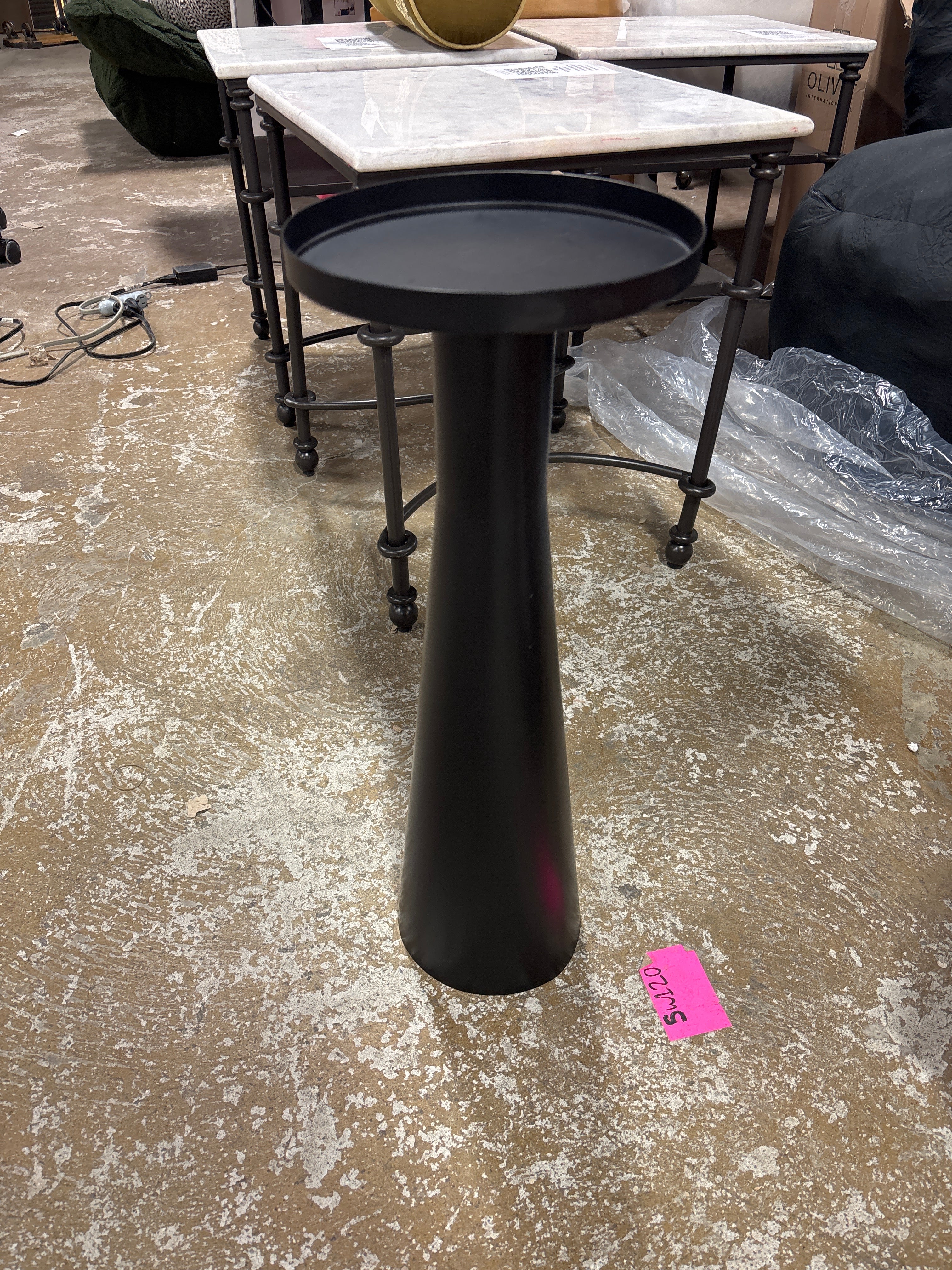 Alester Round Smooth Metal Drink Table Black SHOWROOM ITEM - Image 2