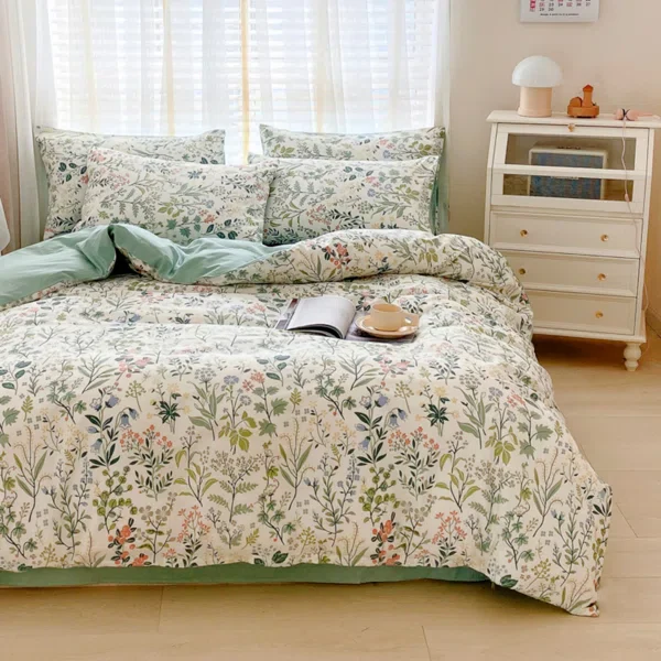 All-Season Boho Fluffy Floral Microfiber Comforter Set Queen