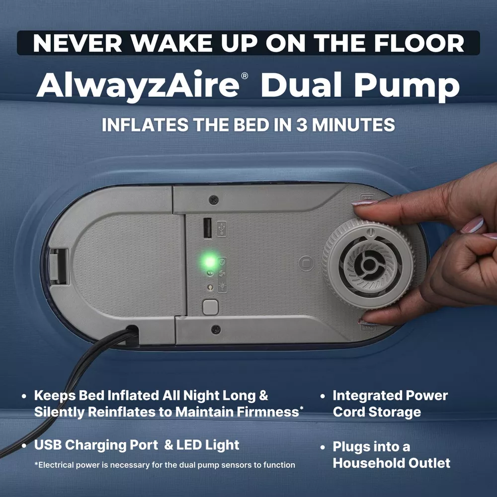 AlwayzAire Flocked Top Air Mattress Twin with Built-in Dual Pump - Image 4