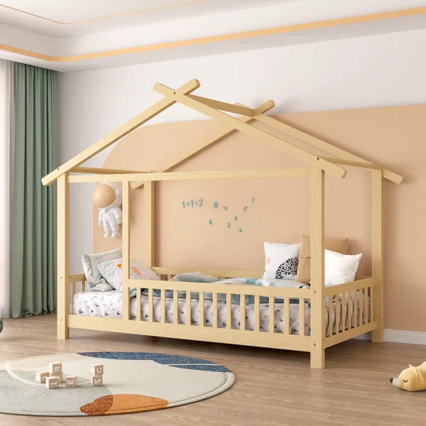 Andry Solid Wood Canopy Bed Kids Bed Twin