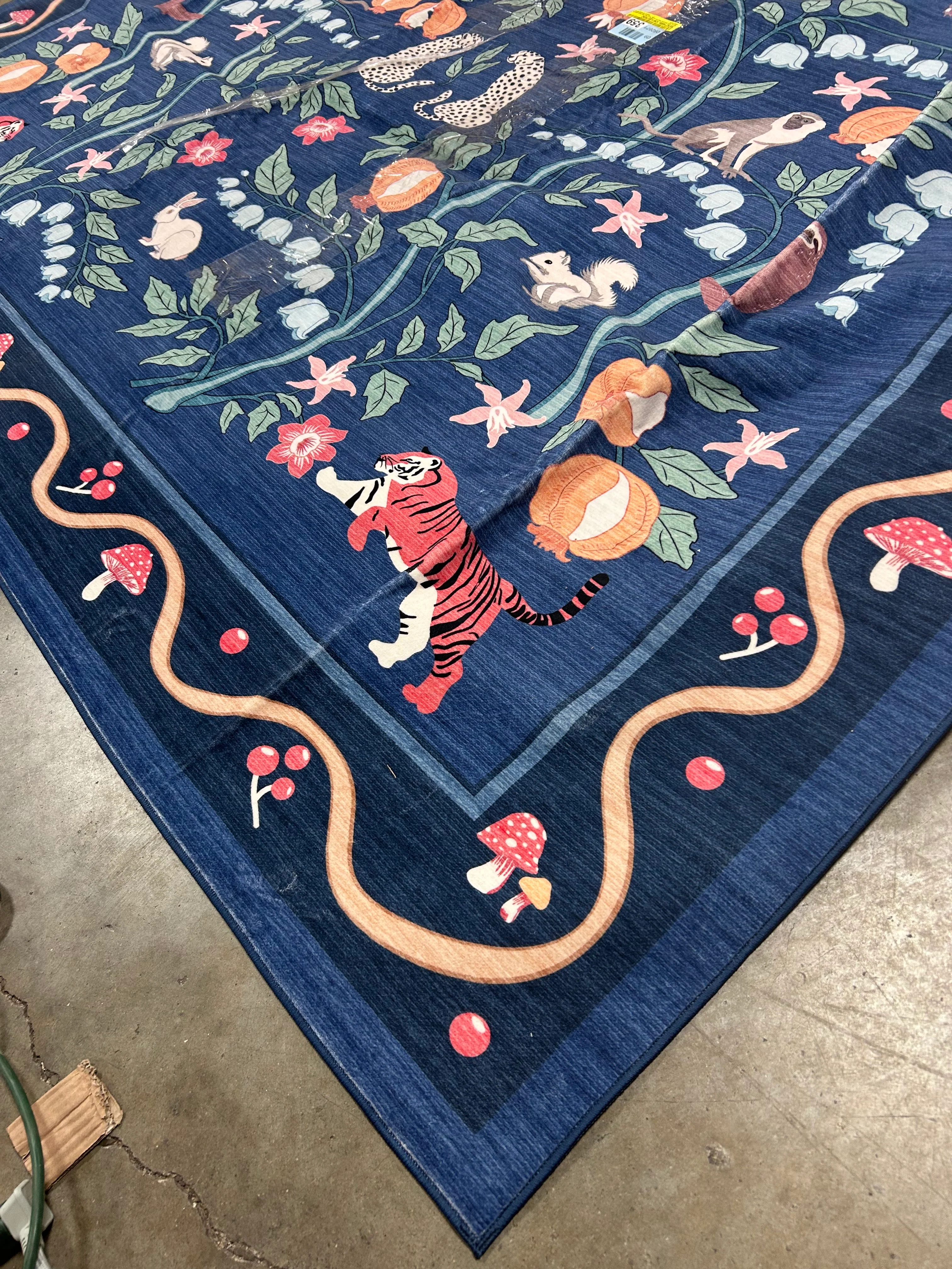 Animal Print Washable Rugs for Living Room Non Slip Floral Kids Mat - 8*10 - Image 7