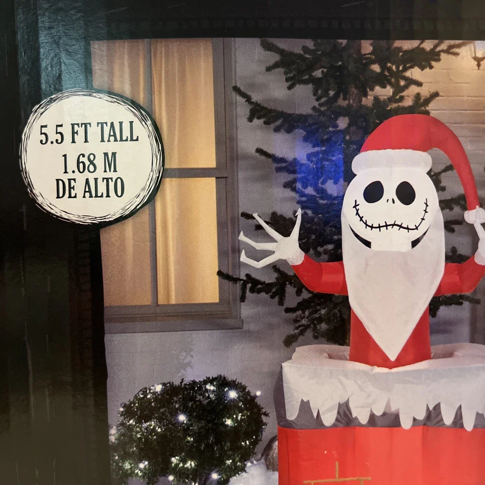 Animated Christmas Airblown Inflatable Jack Skellington in Chimney, final cut - Image 2