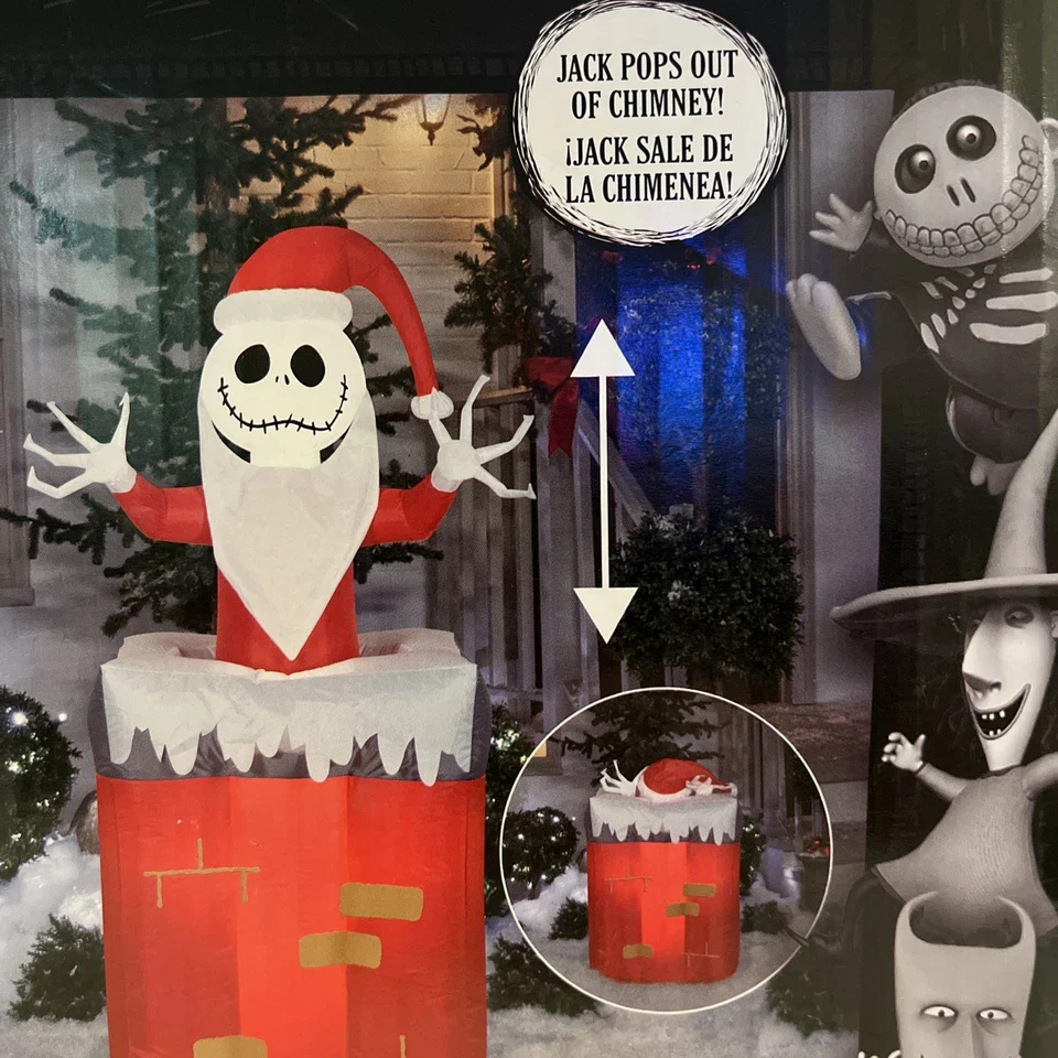 Animated Christmas Airblown Inflatable Jack Skellington in Chimney, final cut - Image 3
