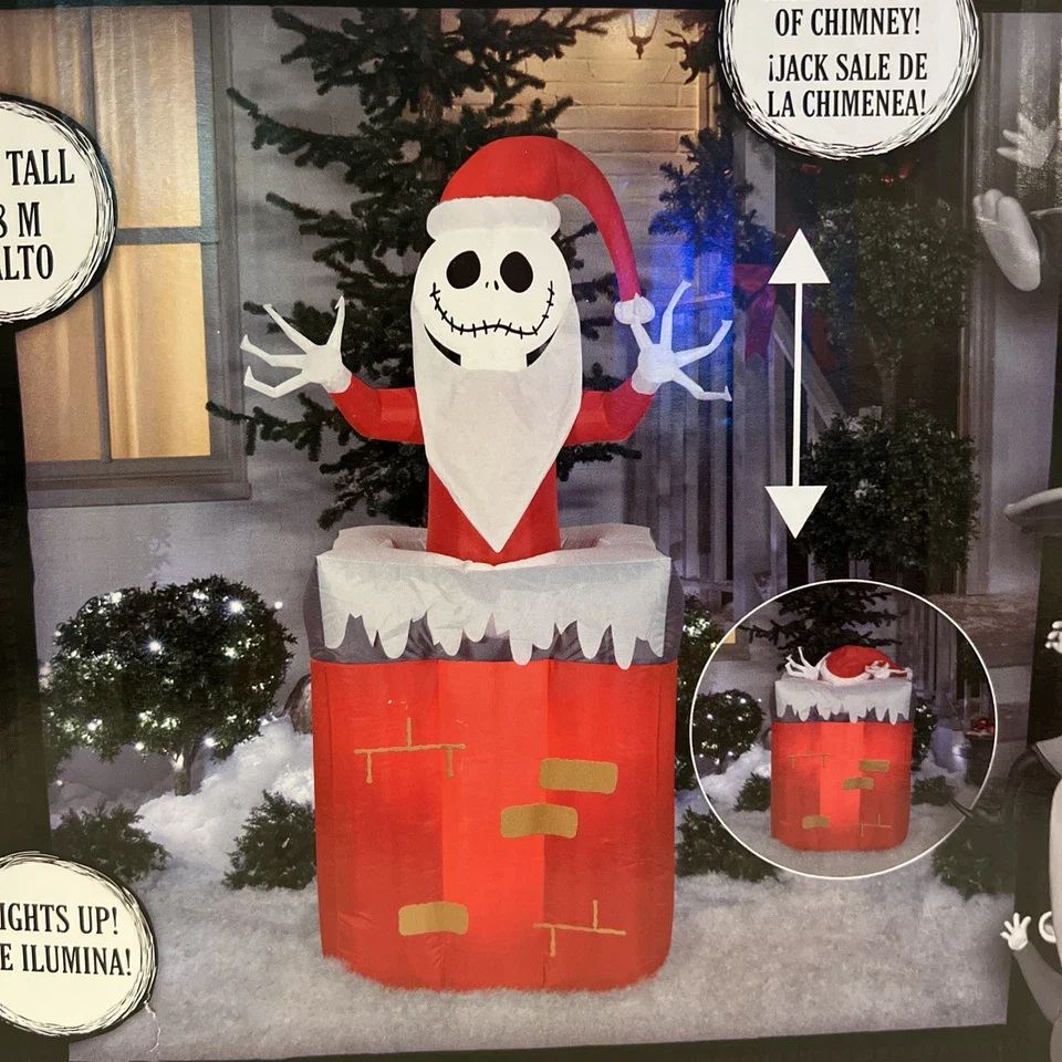 Animated Christmas Airblown Inflatable Jack Skellington in Chimney, final cut - Image 4