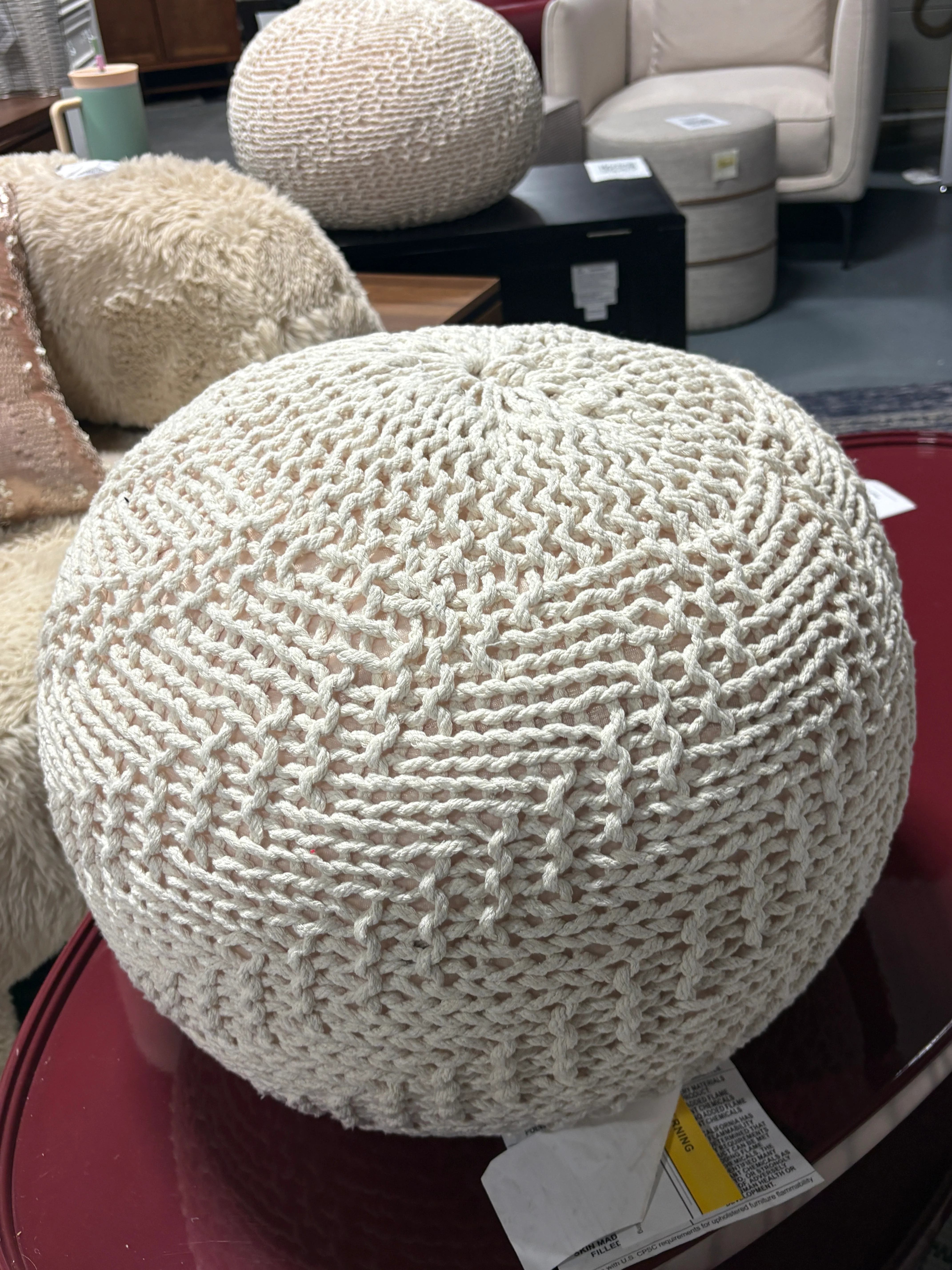 Anouk Knitted Cotton Pouf SHOWROOM ITEM - Image 2