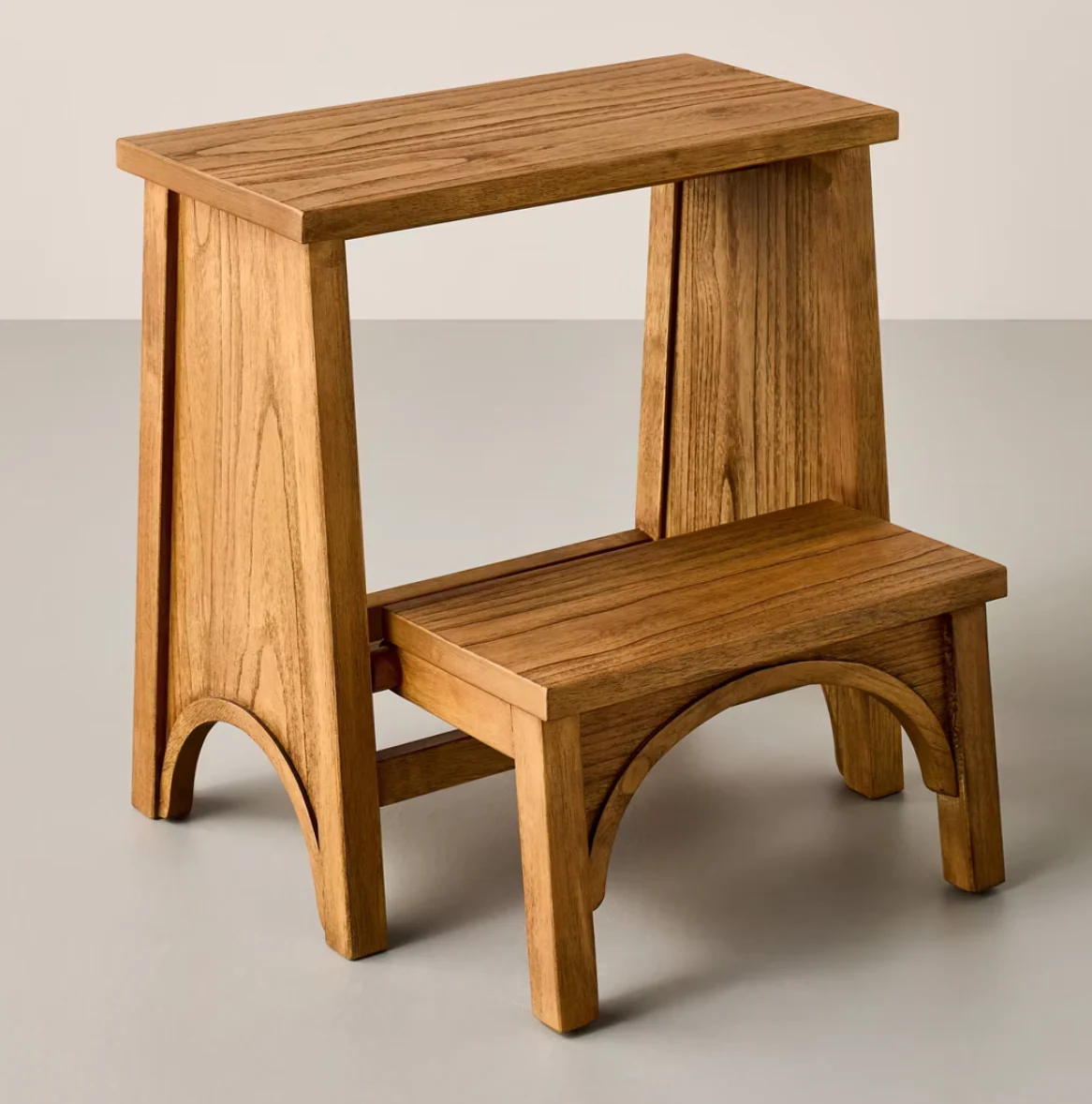 Arch Step Stool Aged Oak SHOWROOM ITEM