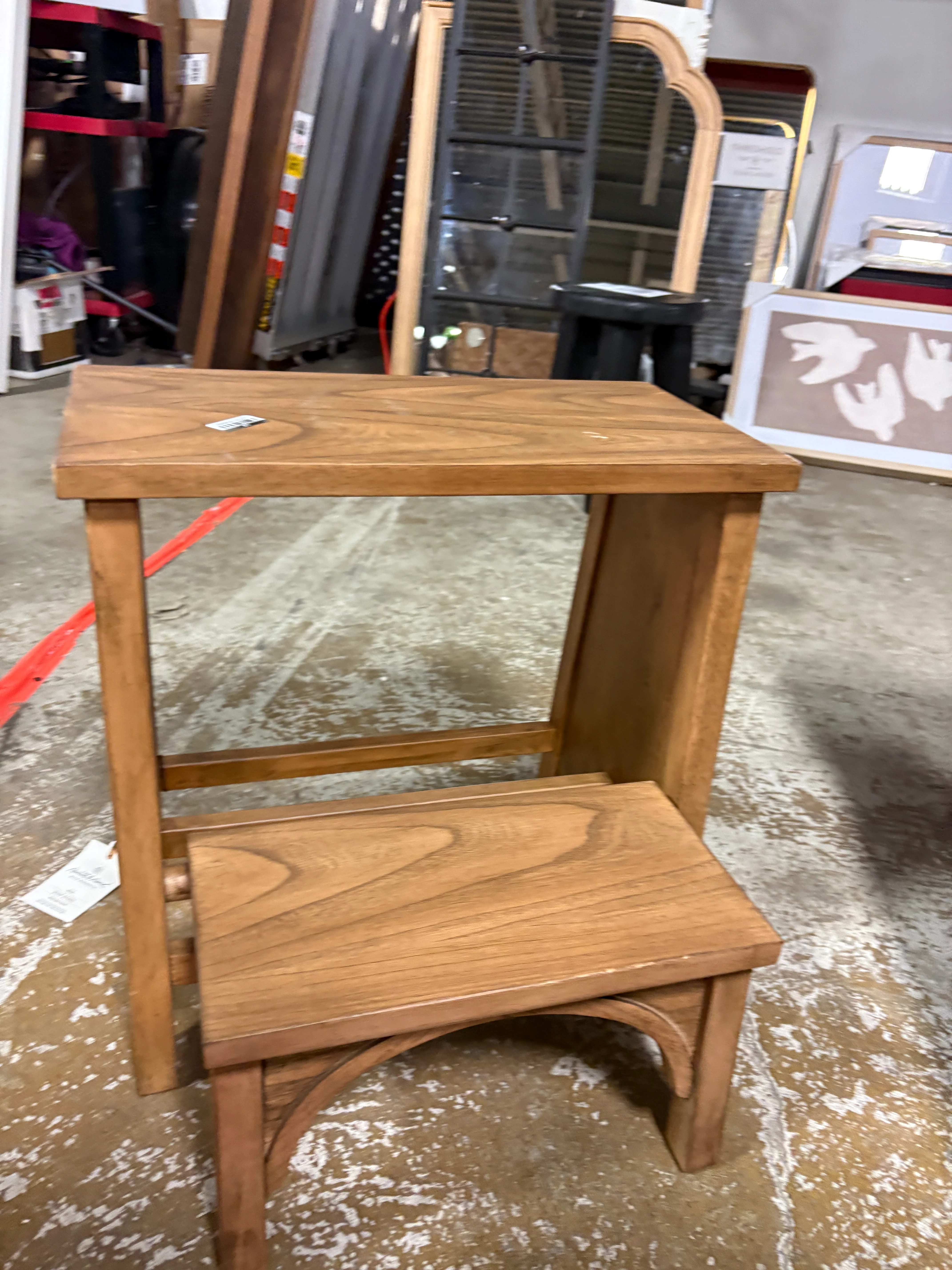 Arch Step Stool Aged Oak SHOWROOM ITEM - Image 2