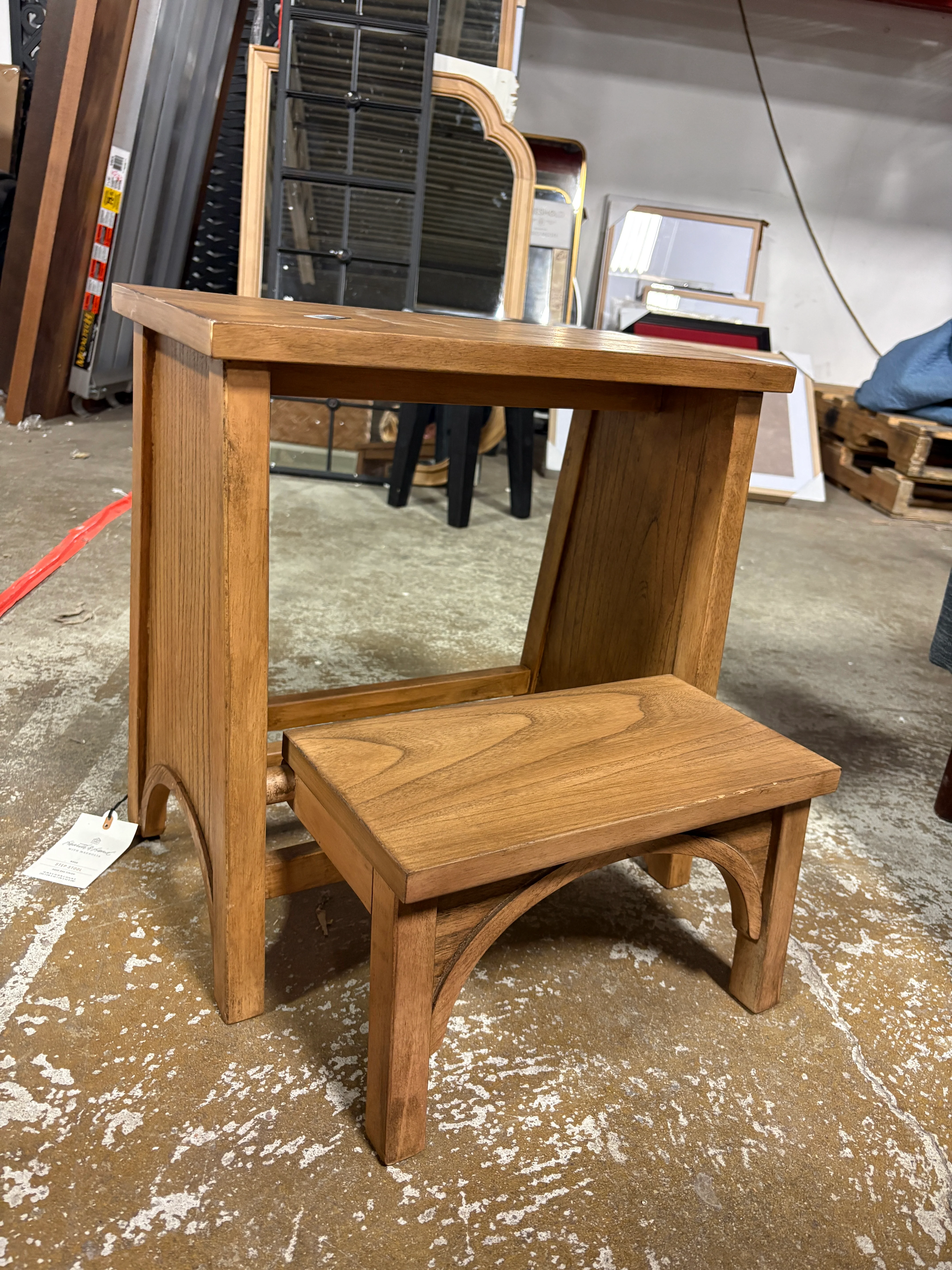 Arch Step Stool Aged Oak SHOWROOM ITEM - Image 3