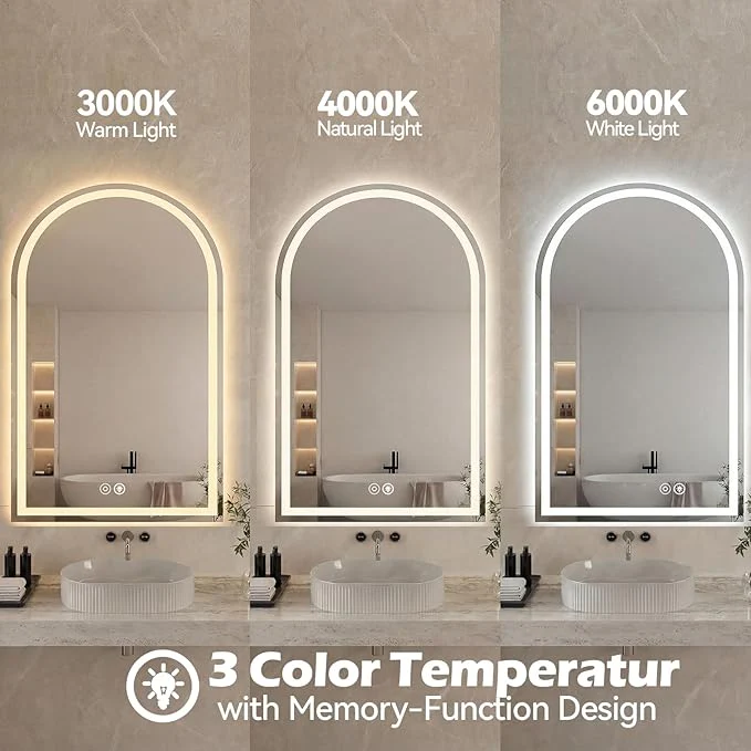 Arched LED Bathroom Backlit Mirror with Lights - Image 2