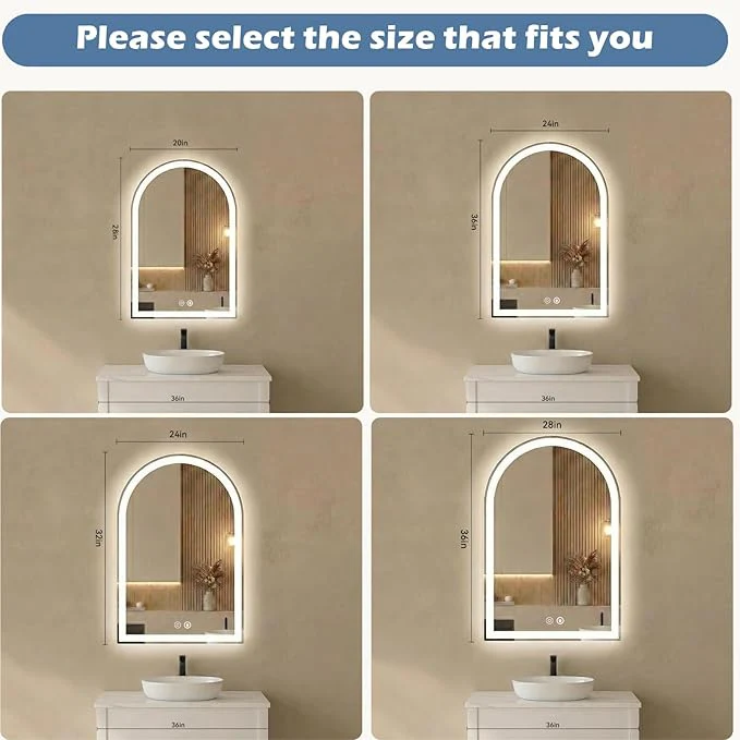 Arched LED Bathroom Backlit Mirror with Lights - Image 4