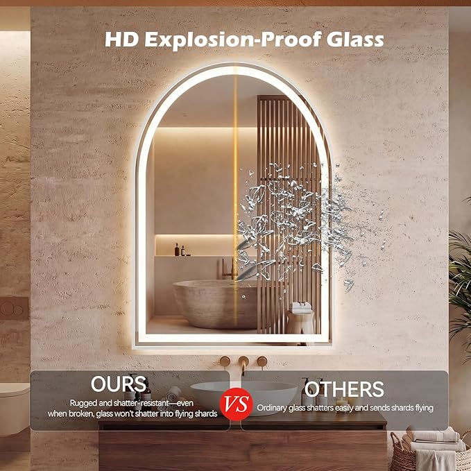 Arched LED Bathroom Backlit Mirror with Lights - Image 5