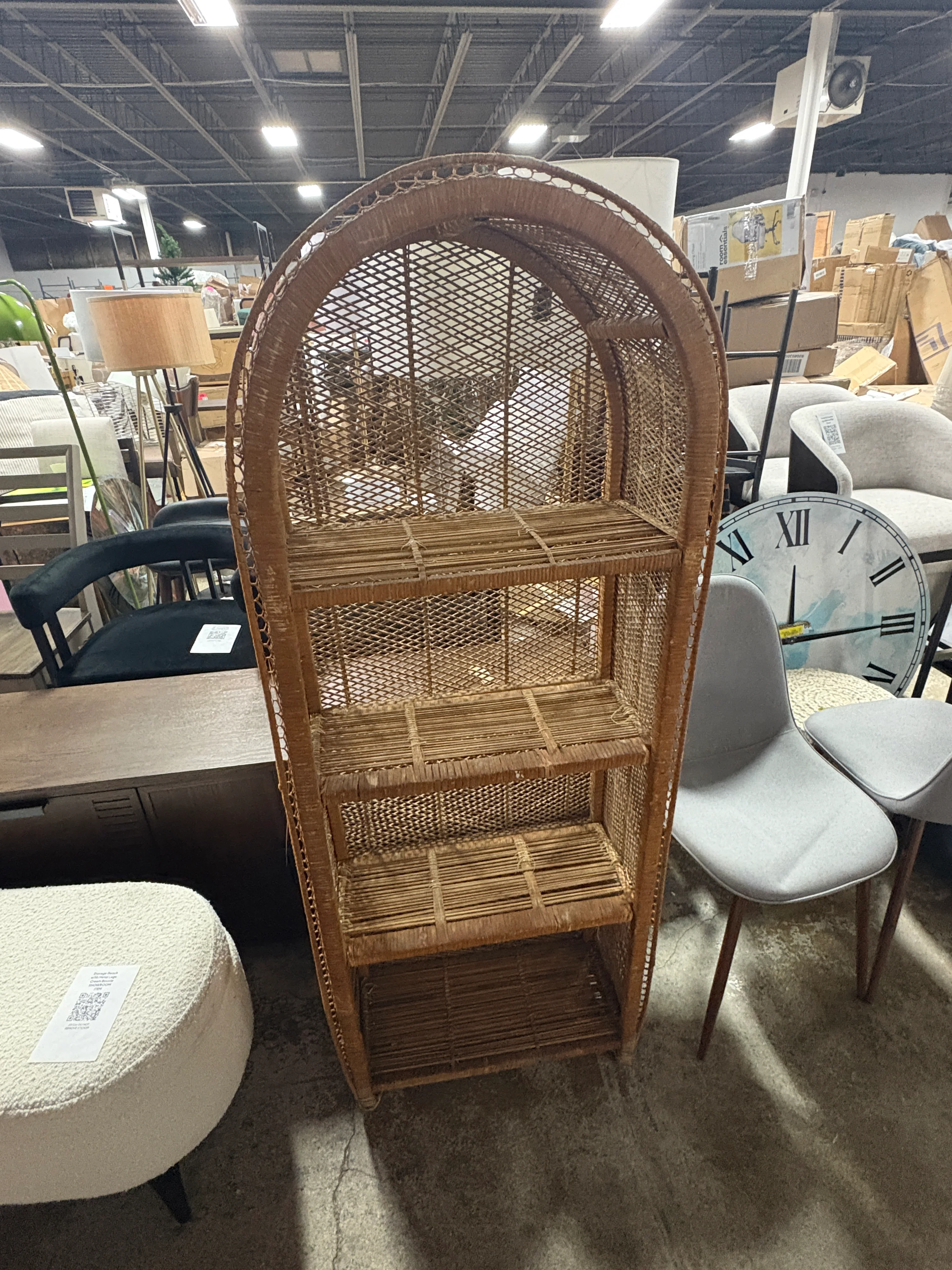 Arched Rattan Bookshelf SHOWROOM ITEM - Image 2