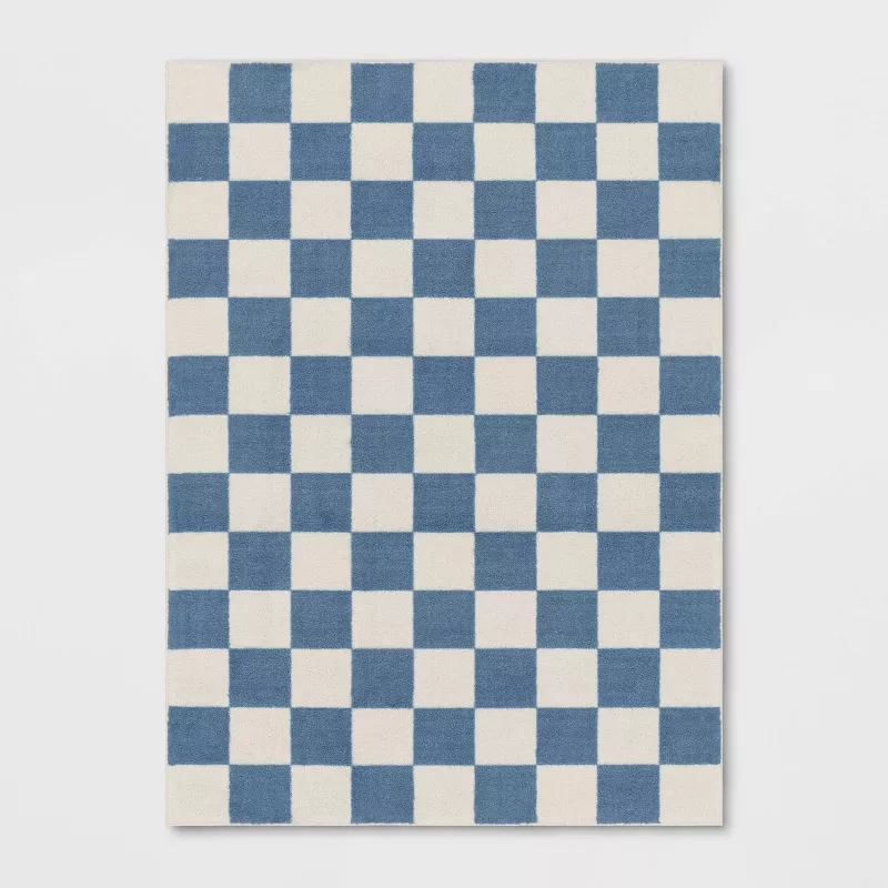 Area Kids' Rug Checker Blue - 5'x7'