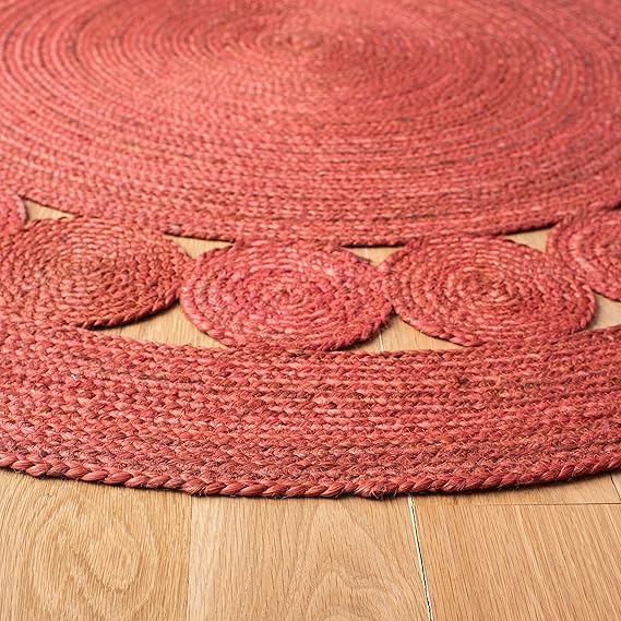 Rust, Handmade Jute, Boho Farmhouse Braided Design 4' Round - Image 3