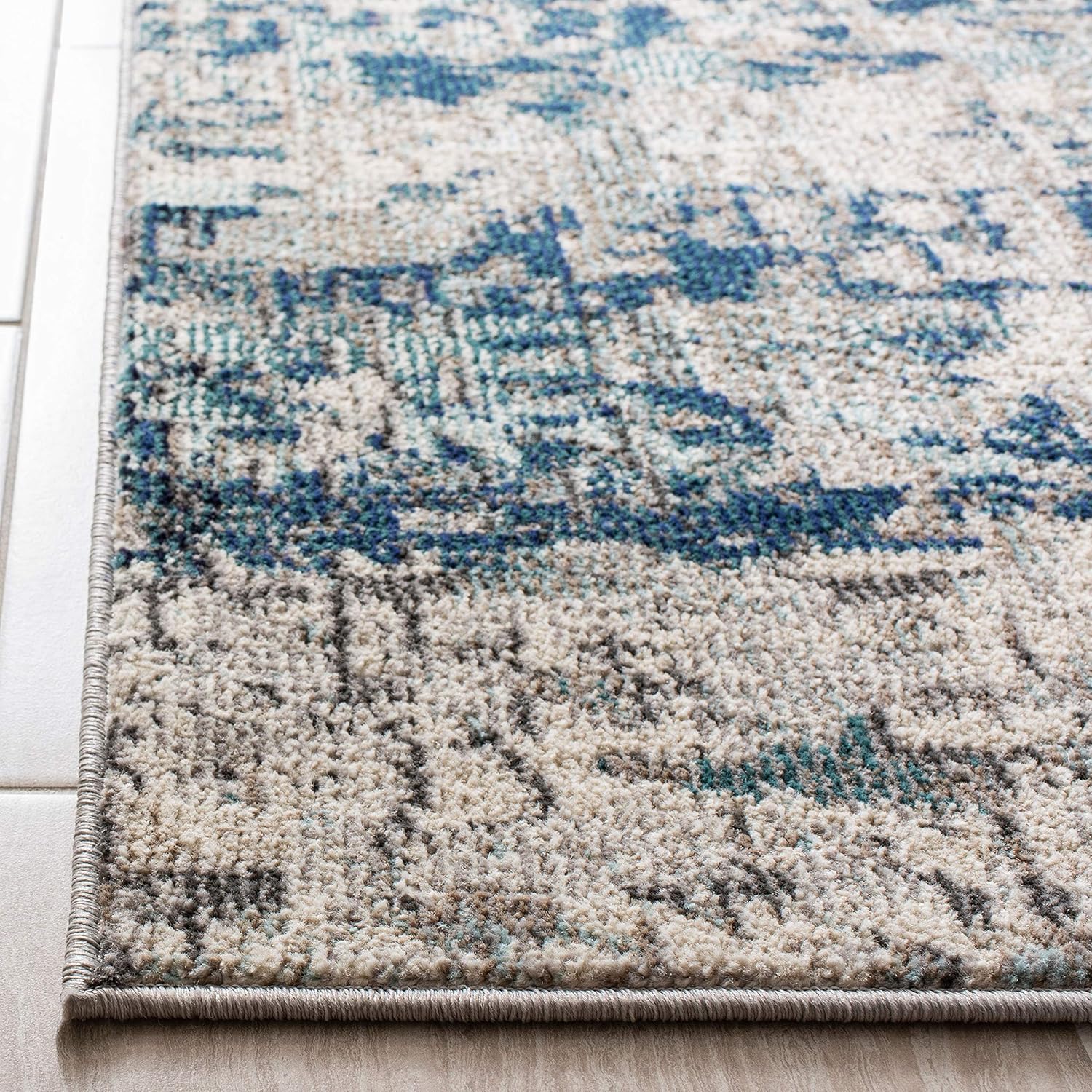 Modern Abstract Design, Grey & Blue 8' x 10' - Image 3