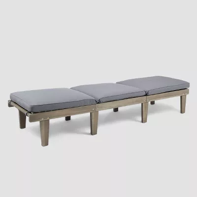 Ariana Acacia Wood Chaise Lounge - Gray/Dark Gray - 2 BOXES - Image 2