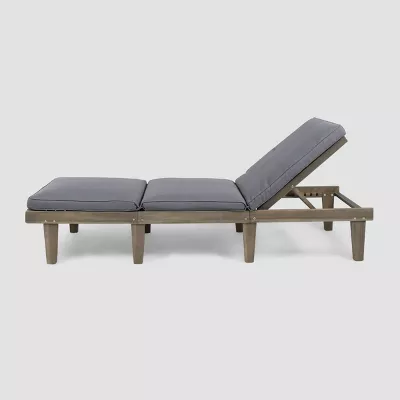 Ariana Acacia Wood Chaise Lounge - Gray/Dark Gray - 2 BOXES - Image 3