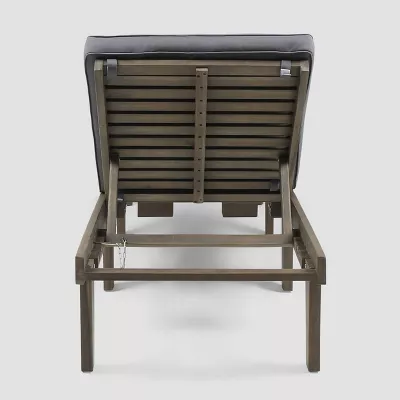 Ariana Acacia Wood Chaise Lounge - Gray/Dark Gray - 2 BOXES - Image 4