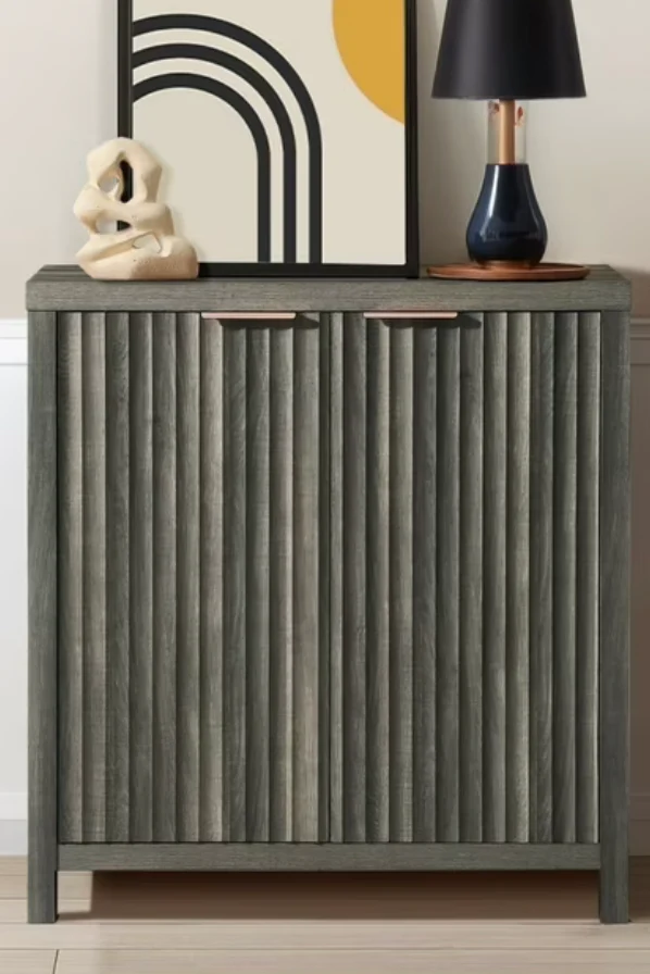 ARKANTOS Sideboard Buffet Cabinet with Fluted Panel Doors and Shelves, Charcoal Oak SHOWROOM ITEM