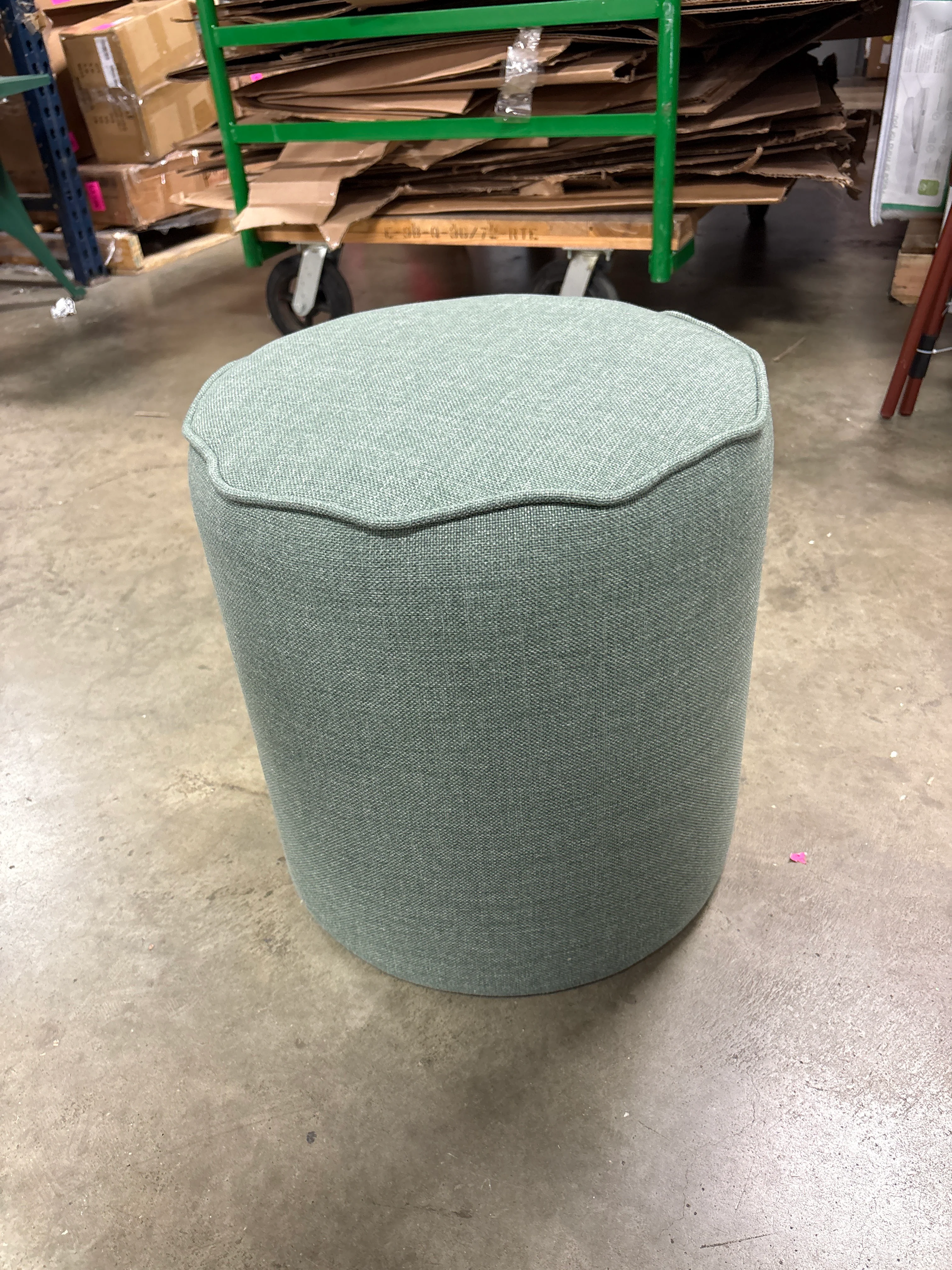 Armoire Cottage Collection Scalloped ottoman Green Linen SHOWROOM ITEM - Image 2