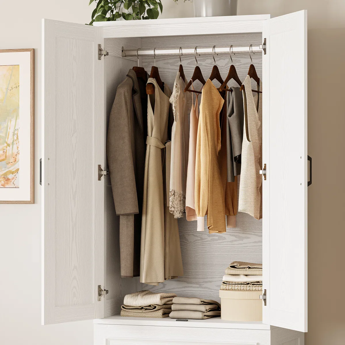 Armoire Wardrobe Closet With 2 Doors & 2 Drawers - Image 3