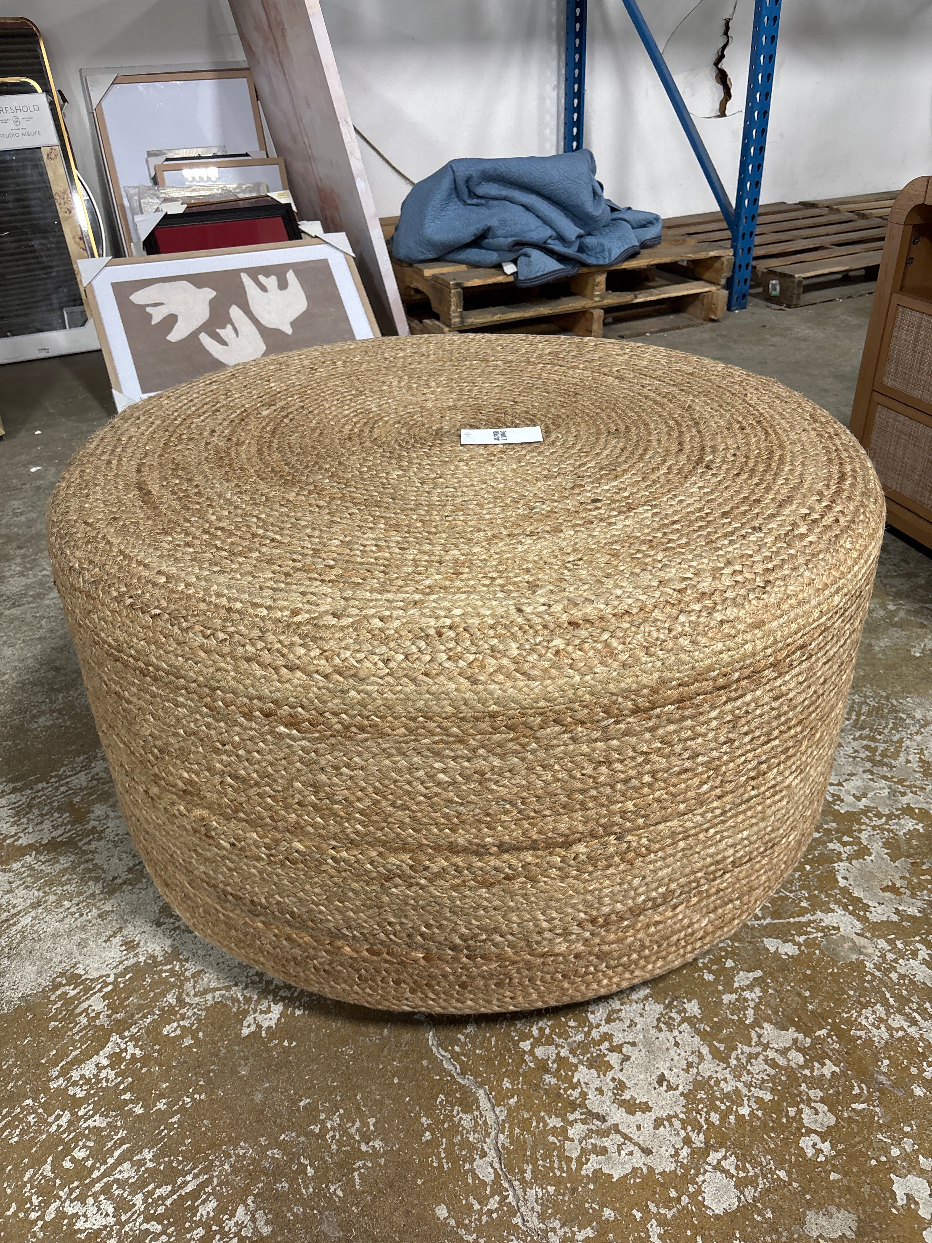 Armone Beach Jute Upholstered Ottoman SHOWROOM ITEM - Image 2