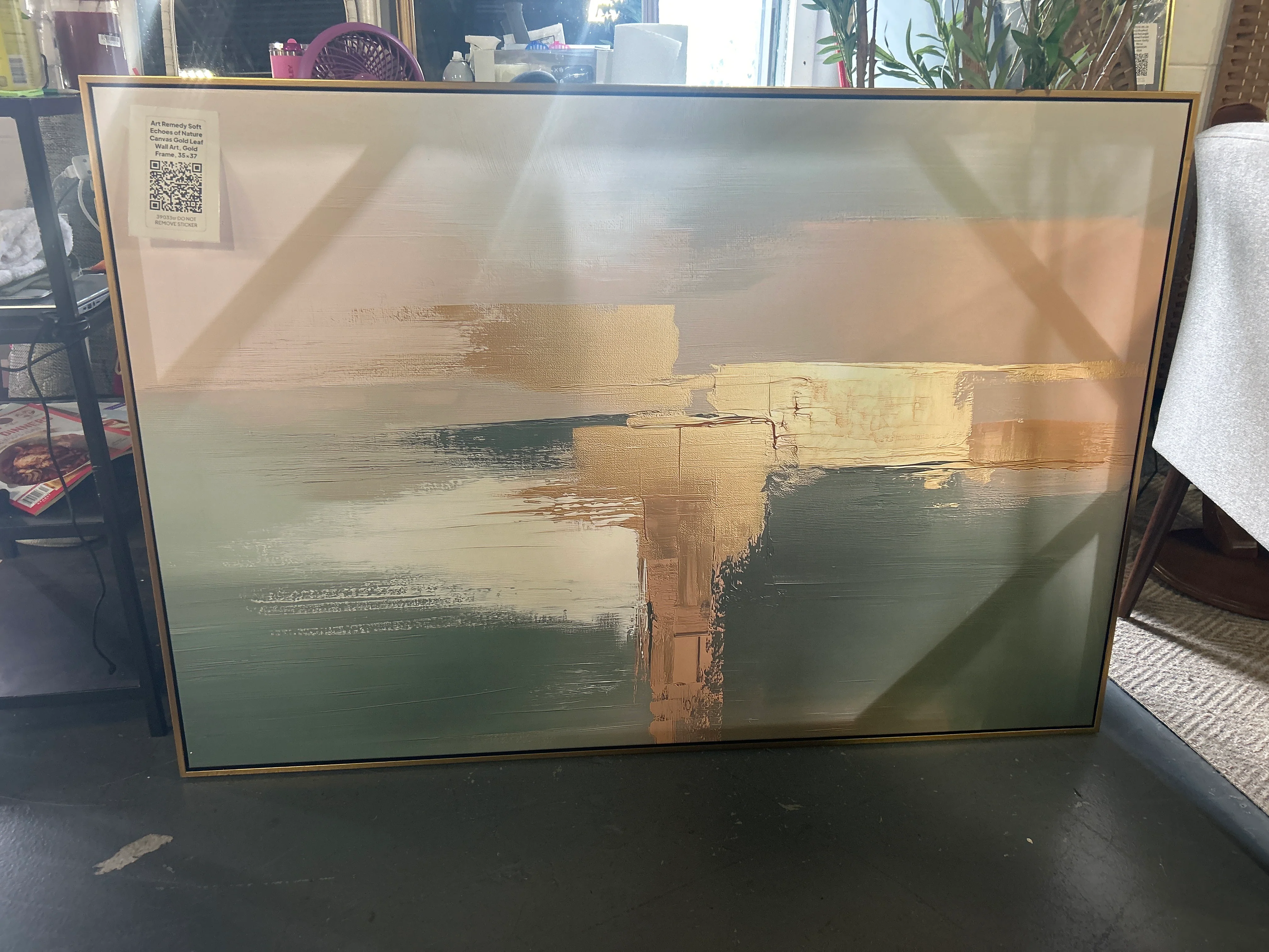 Art Remedy Soft Echoes of Nature Canvas Gold Leaf Wall Art, Gold Frame, 35x37 - Image 2