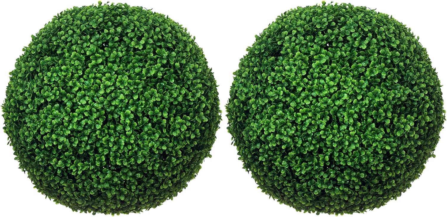 Artificial Boxwood Topiary Ball Set of 2, Green