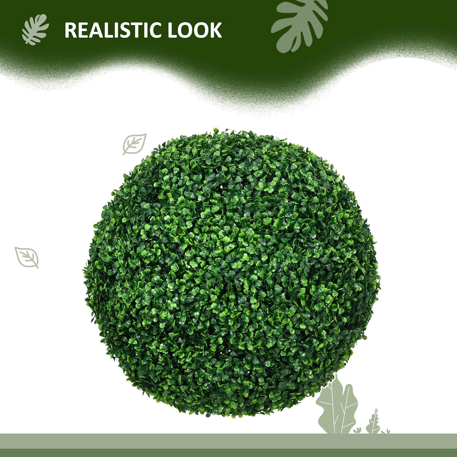 Artificial Boxwood Topiary Ball Set of 2, Green - Image 2
