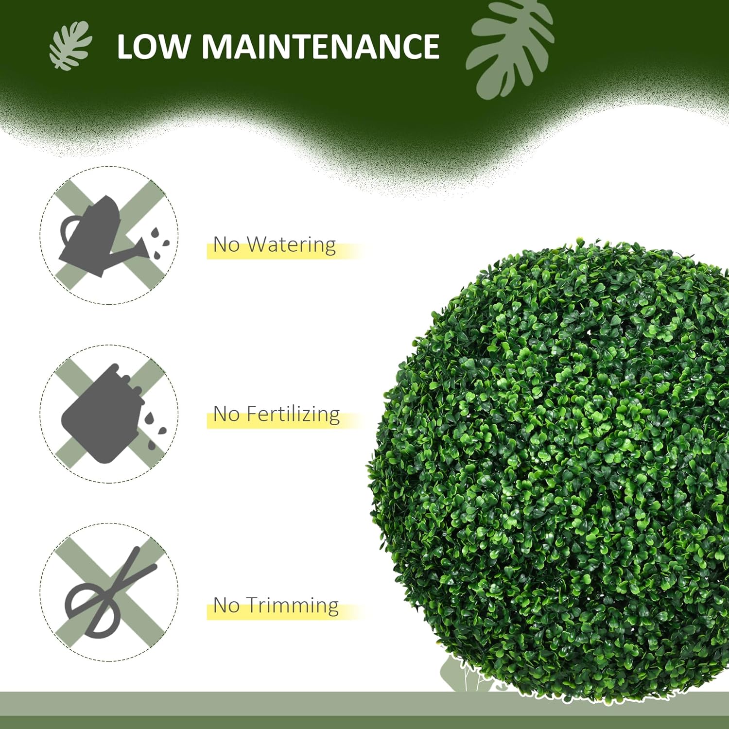 Artificial Boxwood Topiary Ball Set of 2, Green - Image 3
