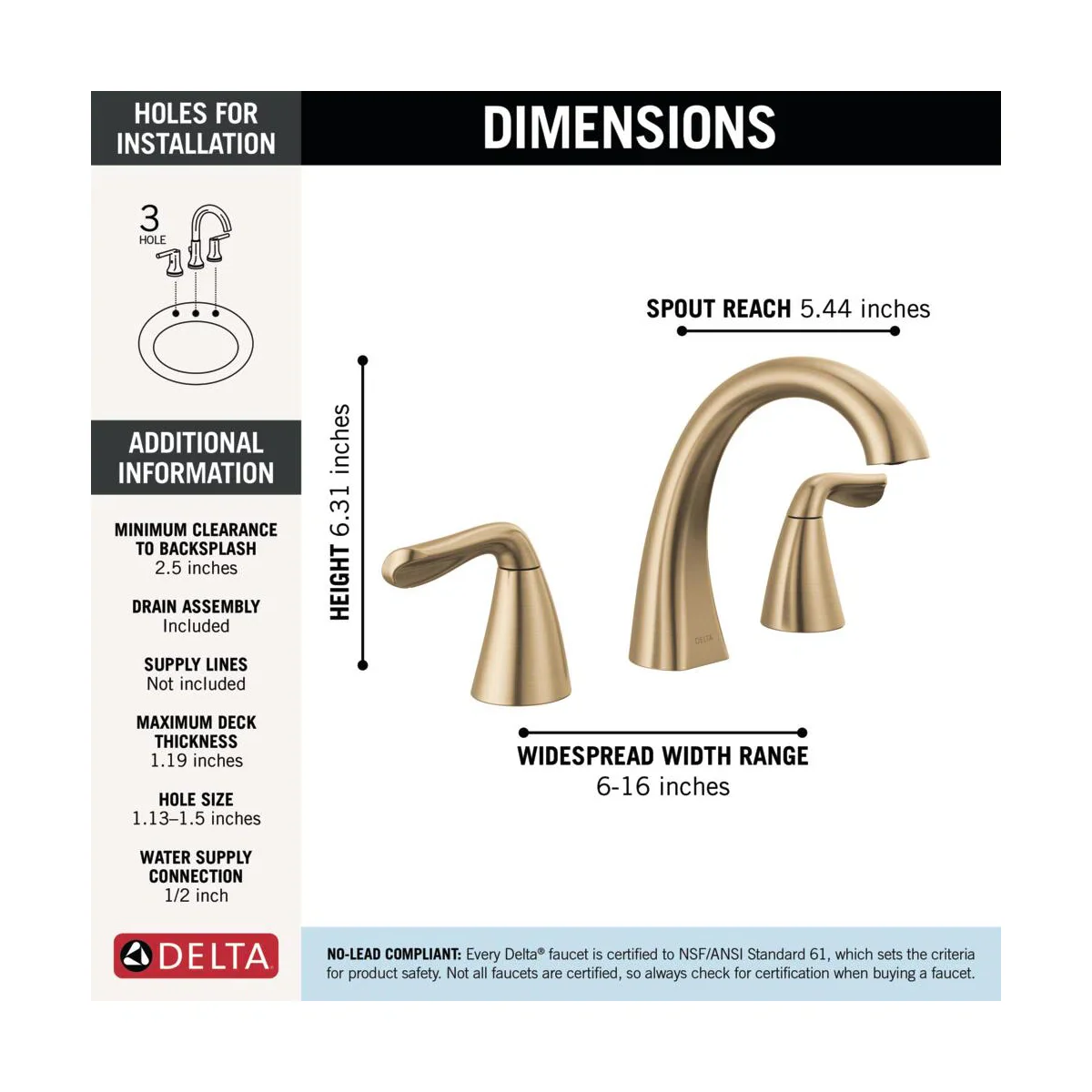 Arvo Widespread Bathroom Faucet 3 Hole - Image 3