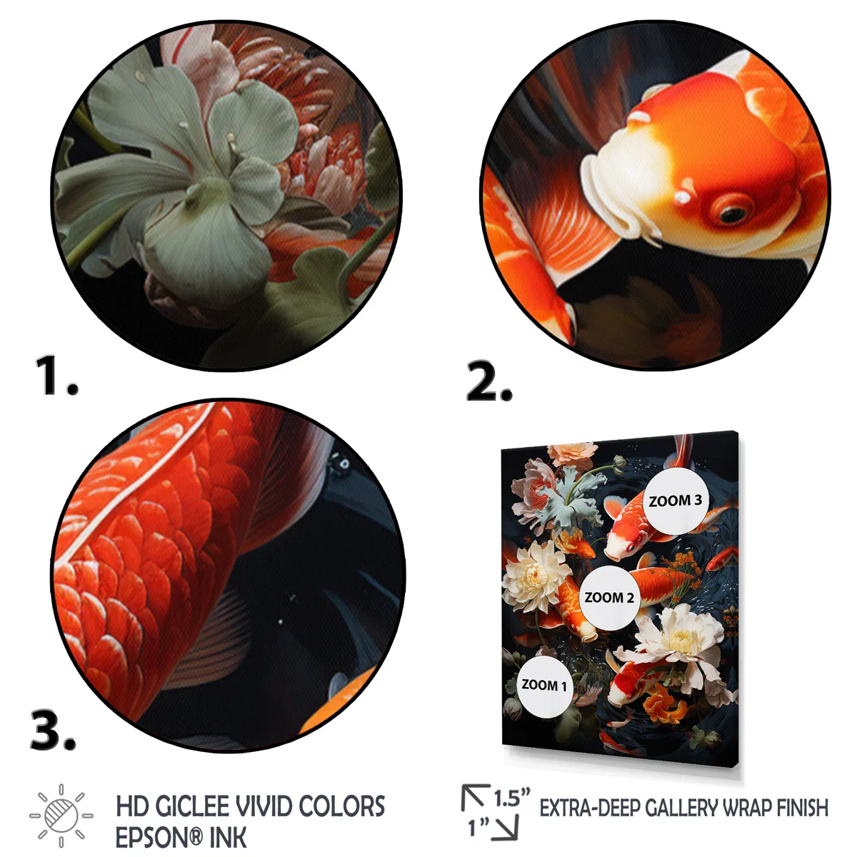 Asian Art Infinite Koi I - Asian Art Canvas Print Wall Art - Image 2
