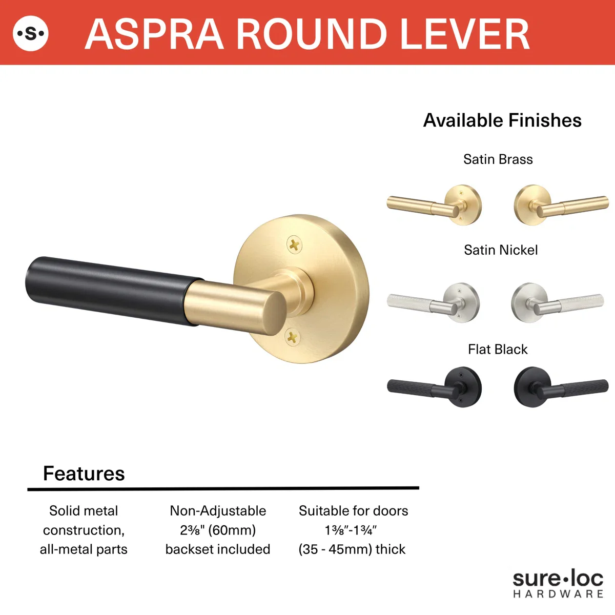 Aspra Round Privacy Rosette, Knurled Grip Set of 2 - Image 2