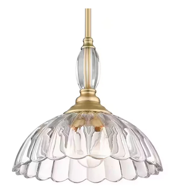 Audra 1-Light Brushed Champagne Bronze Empire Pendant Light with Clear Glass Shade - Image 3
