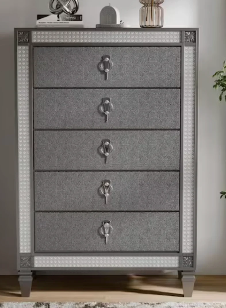 Augenst Gray 5-Drawer 35 in. Chest of Drawers SHOWROOM ITEM
